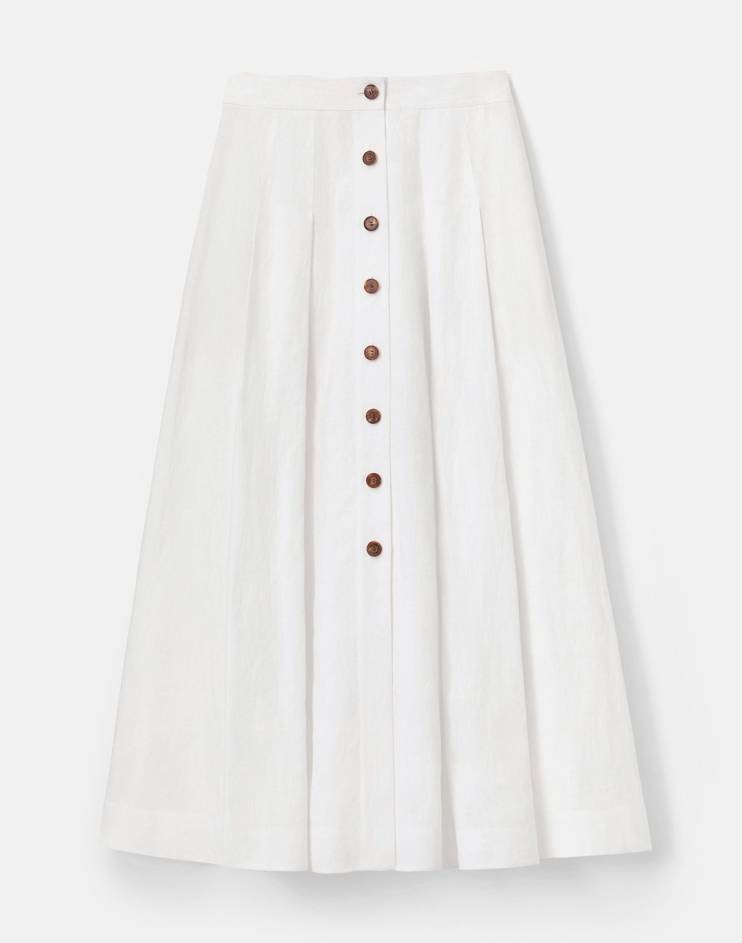 Organic Linen Button Front Midi Skirt
