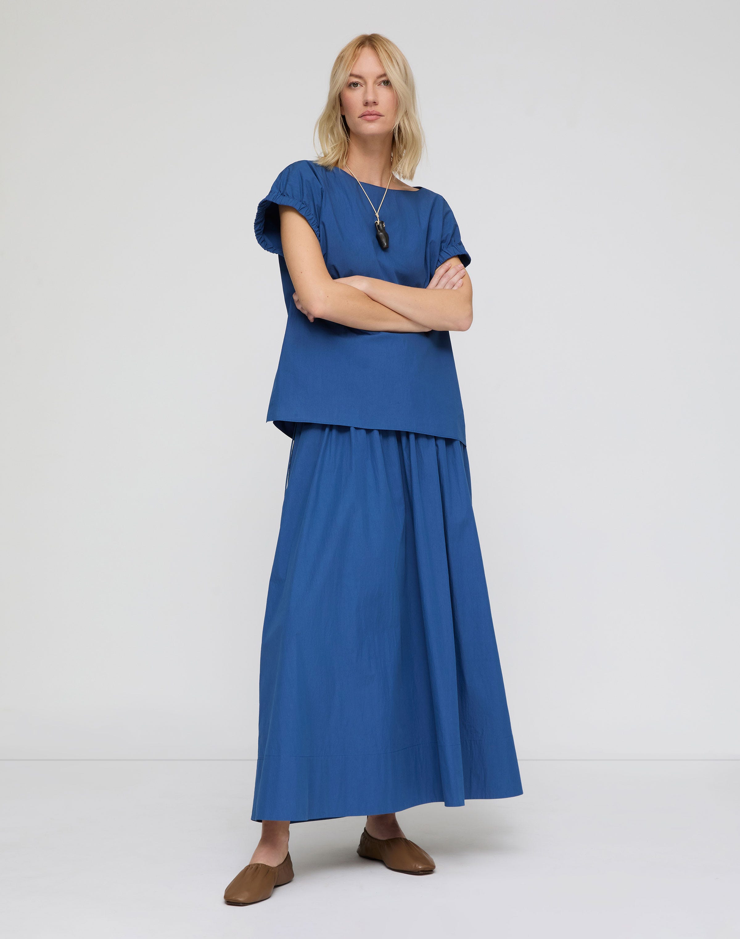 Travel Cotton Gathered Waist Skirt
