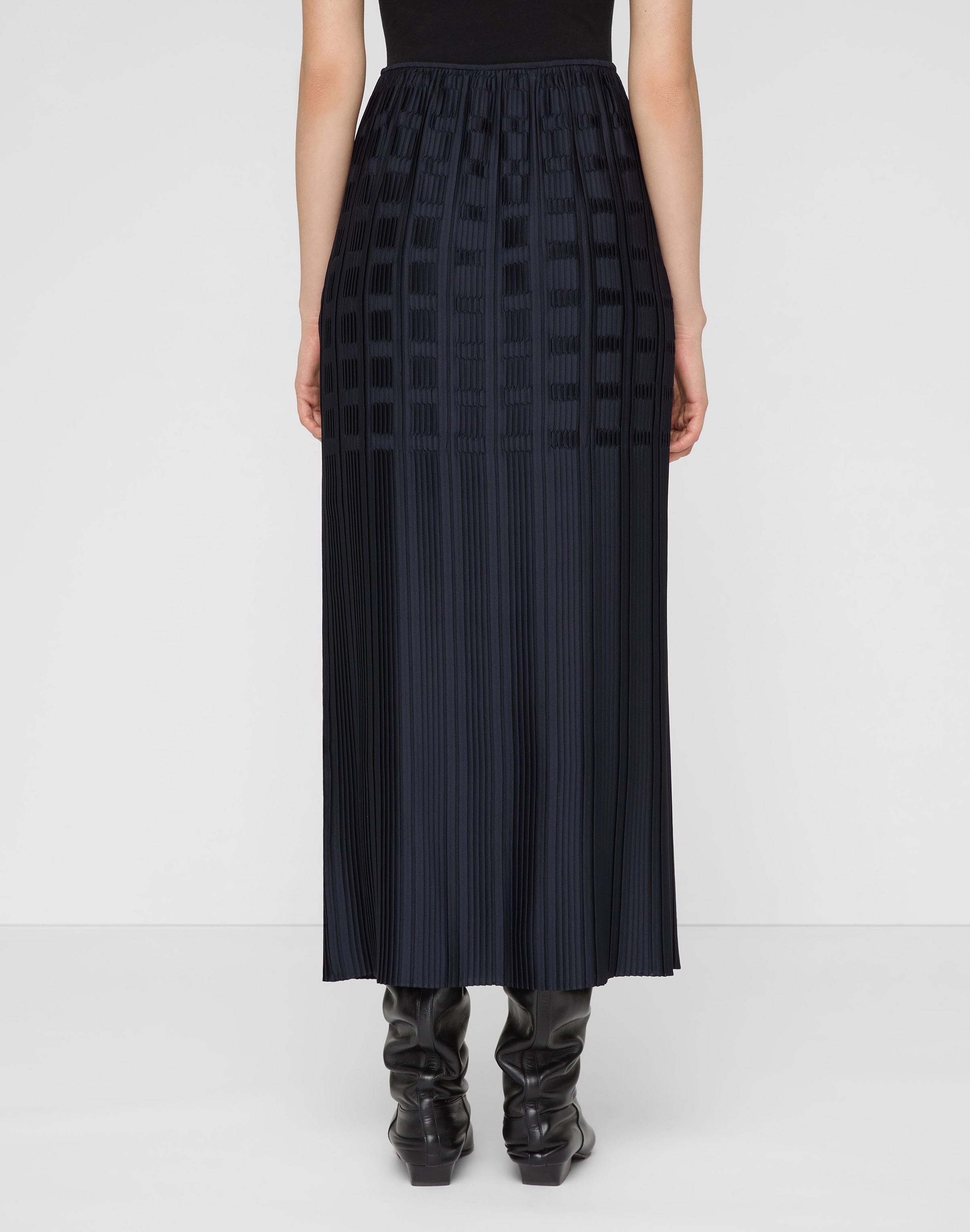 Recycled Satin Basketweave Plissé Skirt