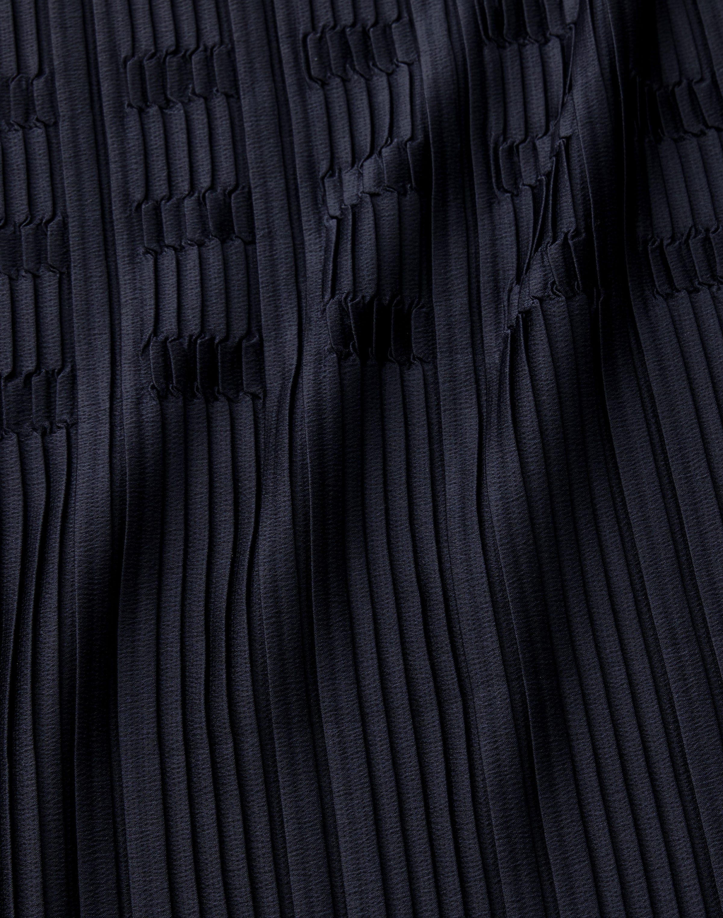 Recycled Satin Basketweave Plissé Skirt
