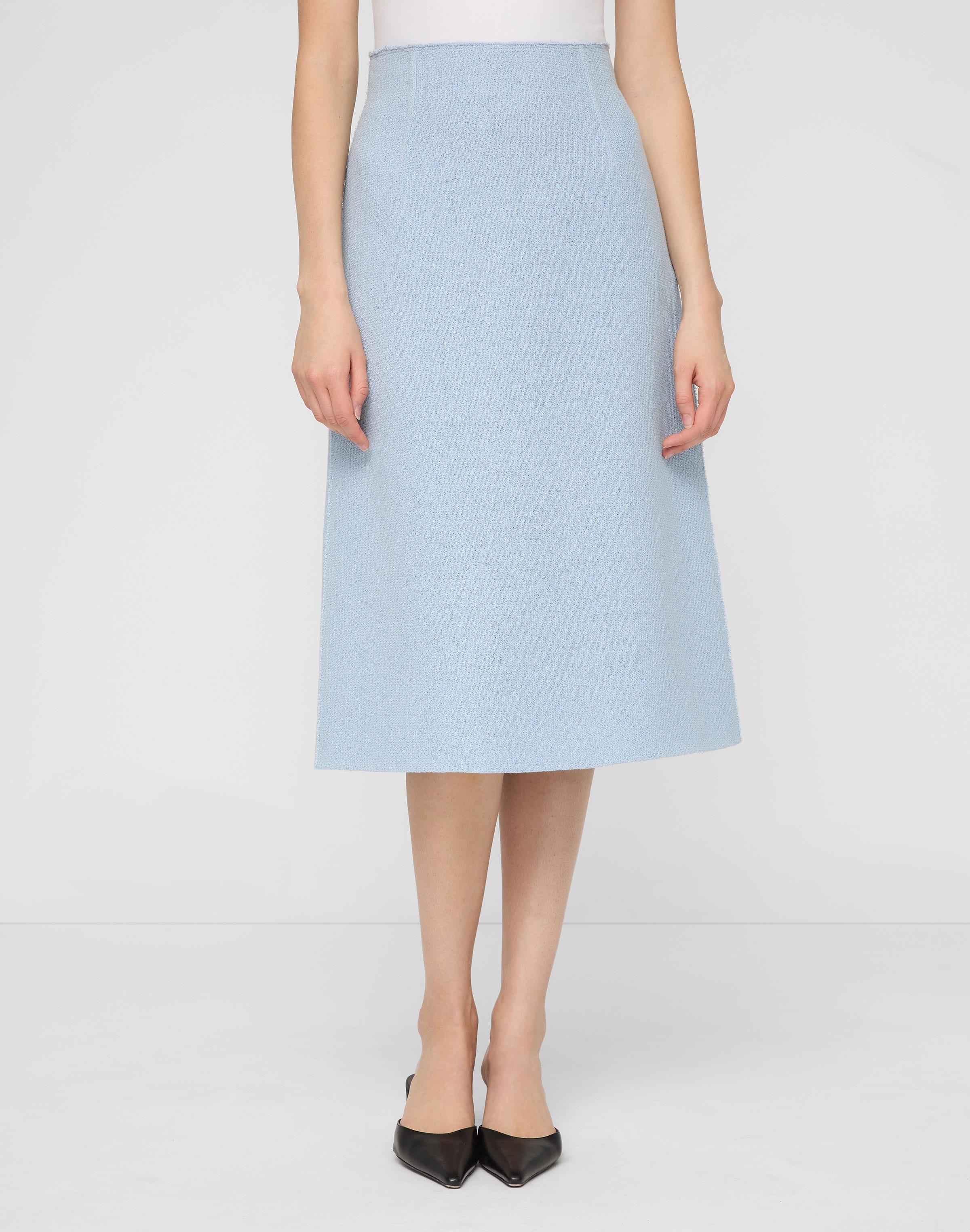 Organic Cotton Dobby A-Line Midi Skirt