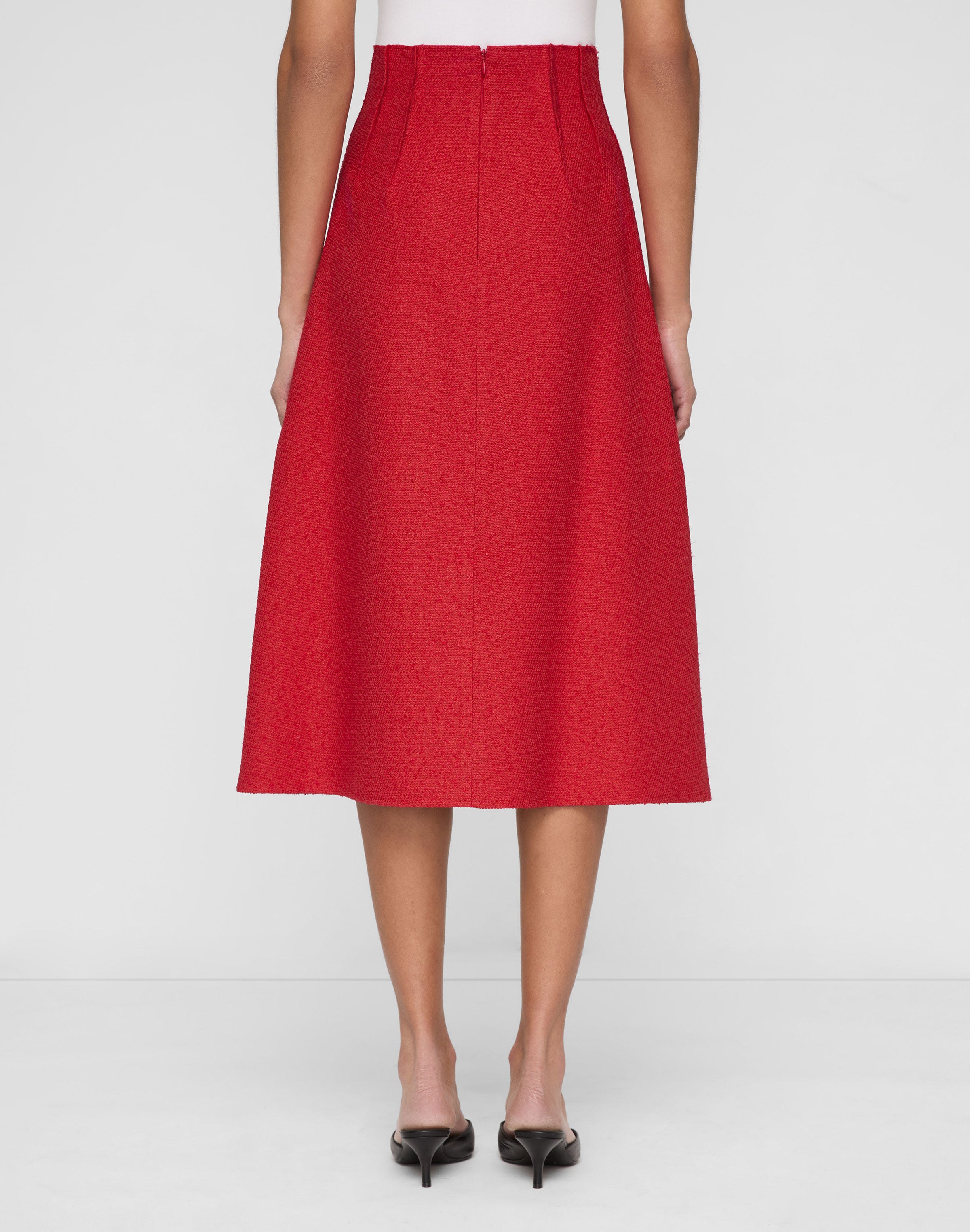 Organic Cotton Dobby A-Line Midi Skirt