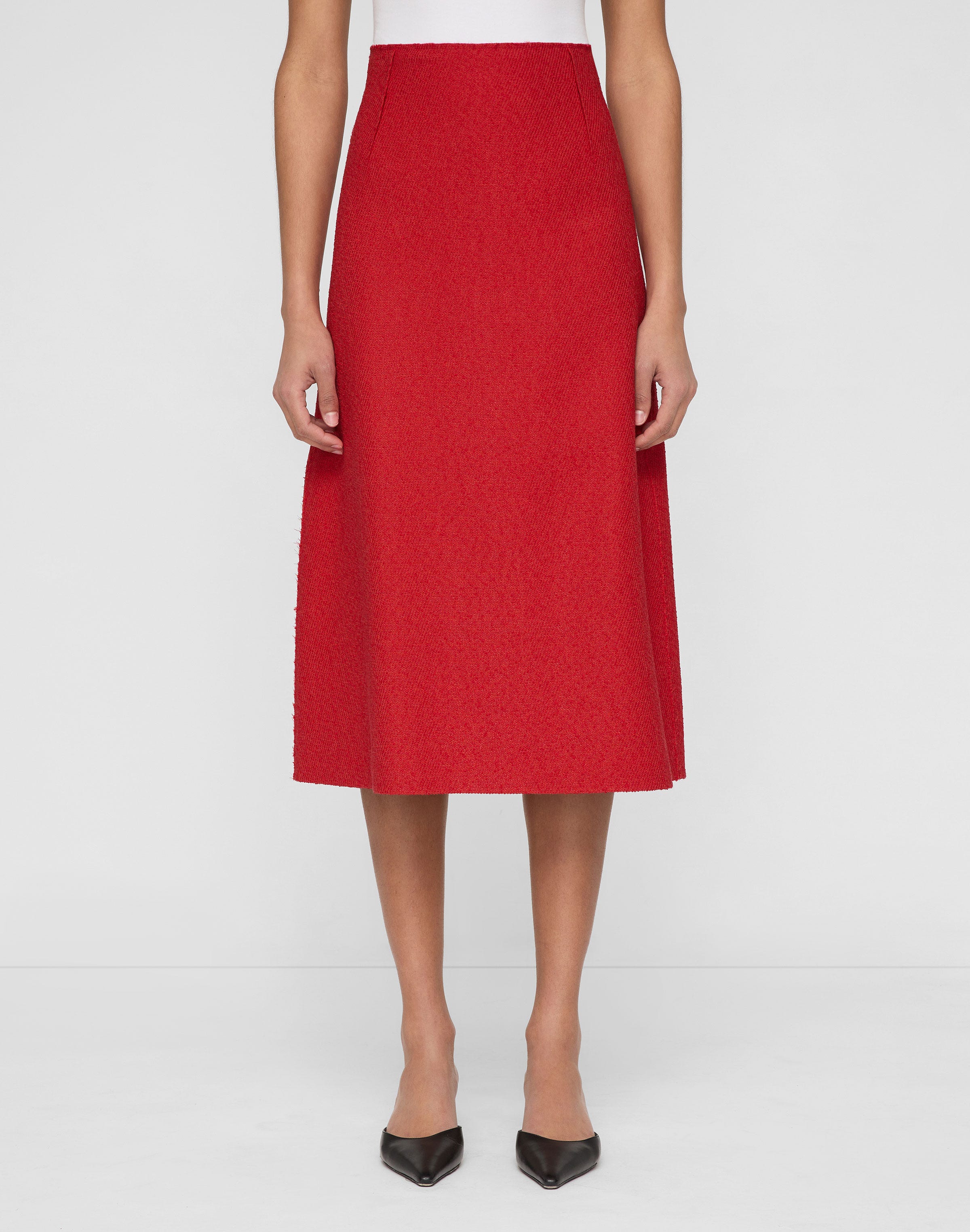 Organic Cotton Dobby A-Line Midi Skirt