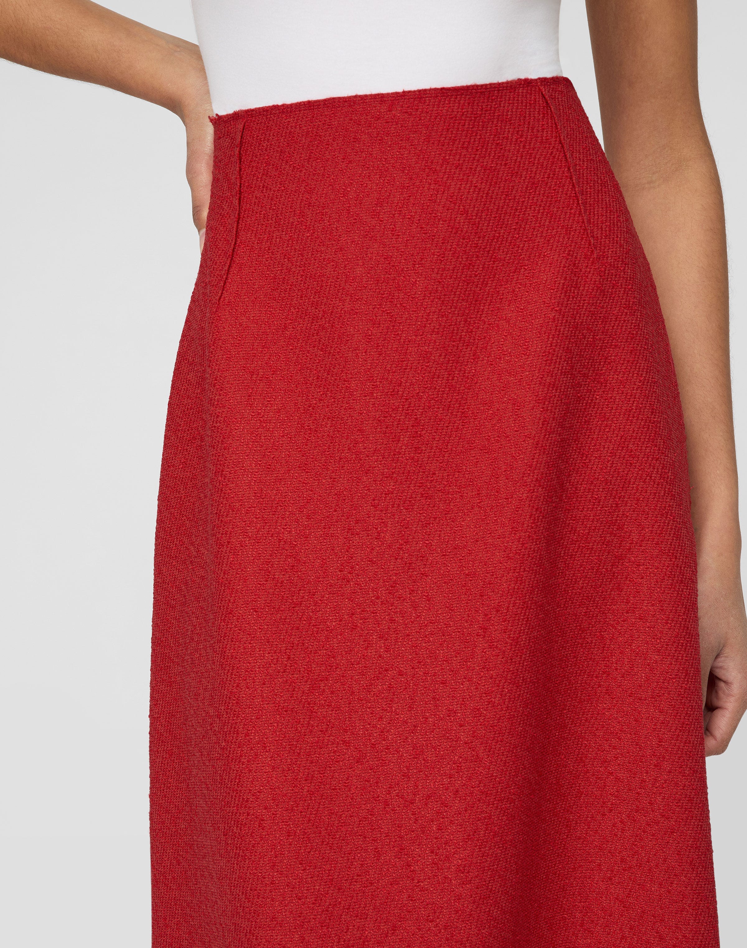 Organic Cotton Dobby A-Line Midi Skirt