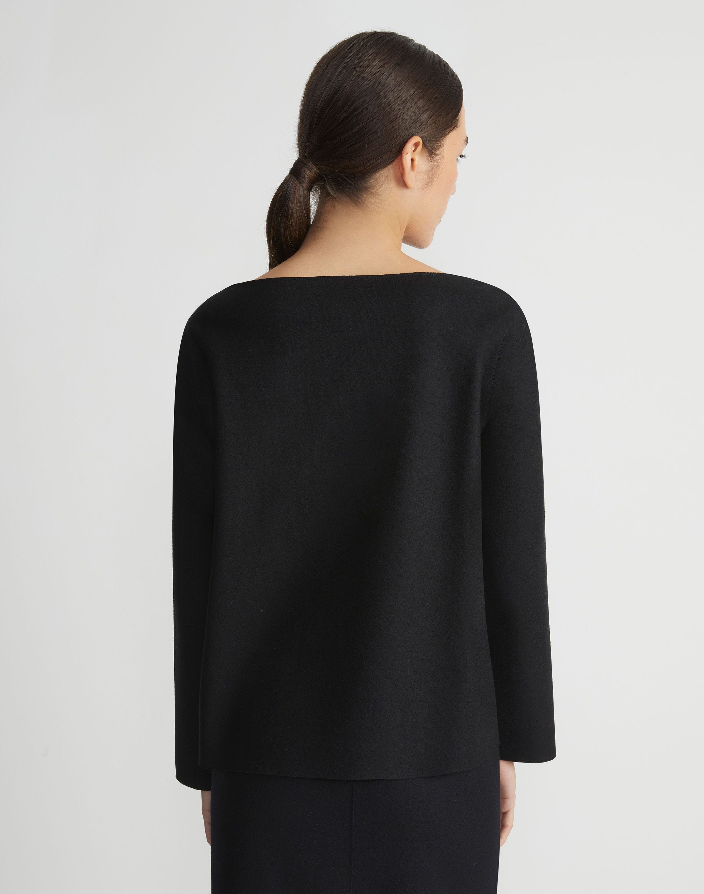 Boiled Wool-Cashmere Jersey Bateau Neck Top