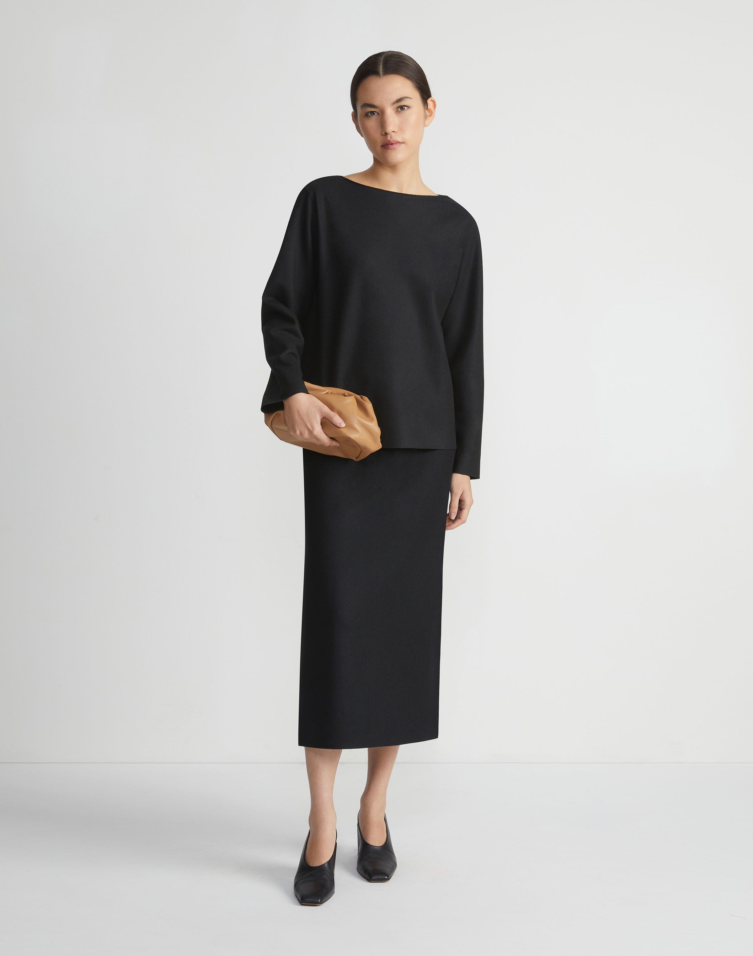 Boiled Wool-Cashmere Jersey Bateau Neck Top
