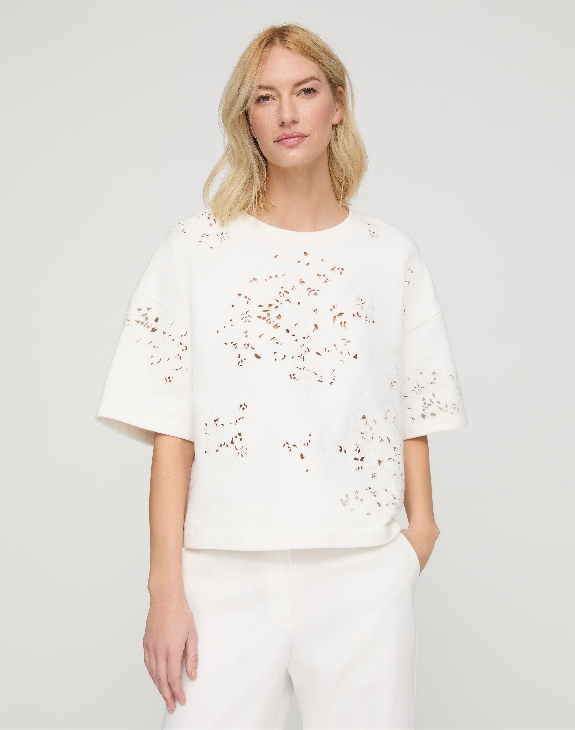 Hand Cutout Cotton French Terry Sweatshirt
