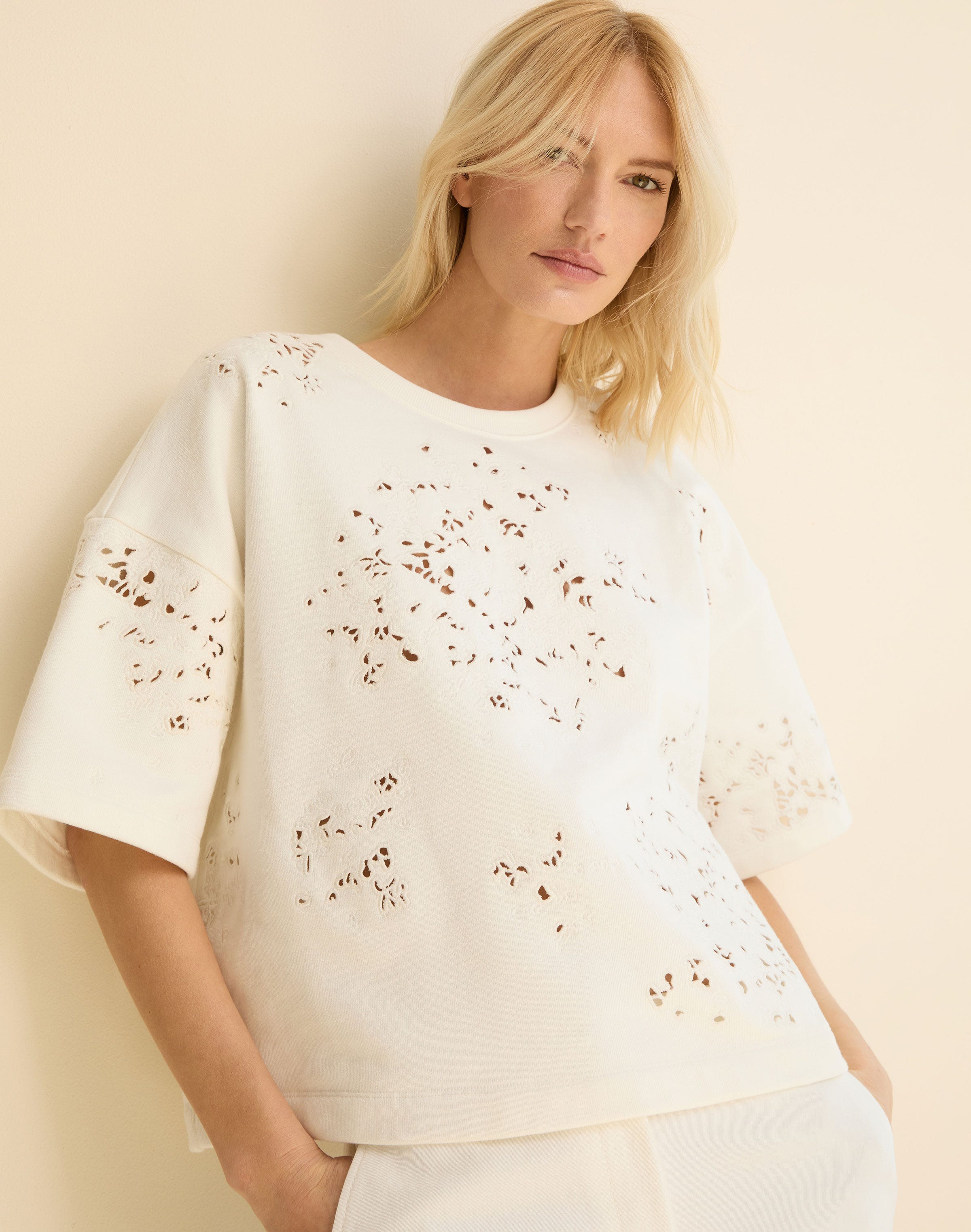 Hand Cutout Cotton French Terry Sweatshirt
