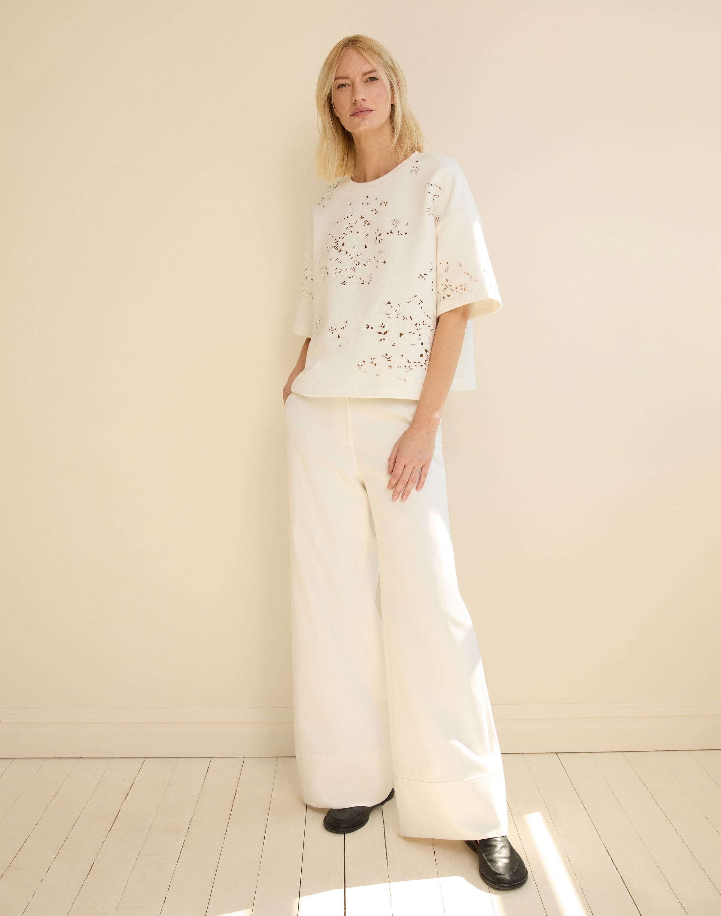 Hand Cutout Cotton French Terry Sweatshirt