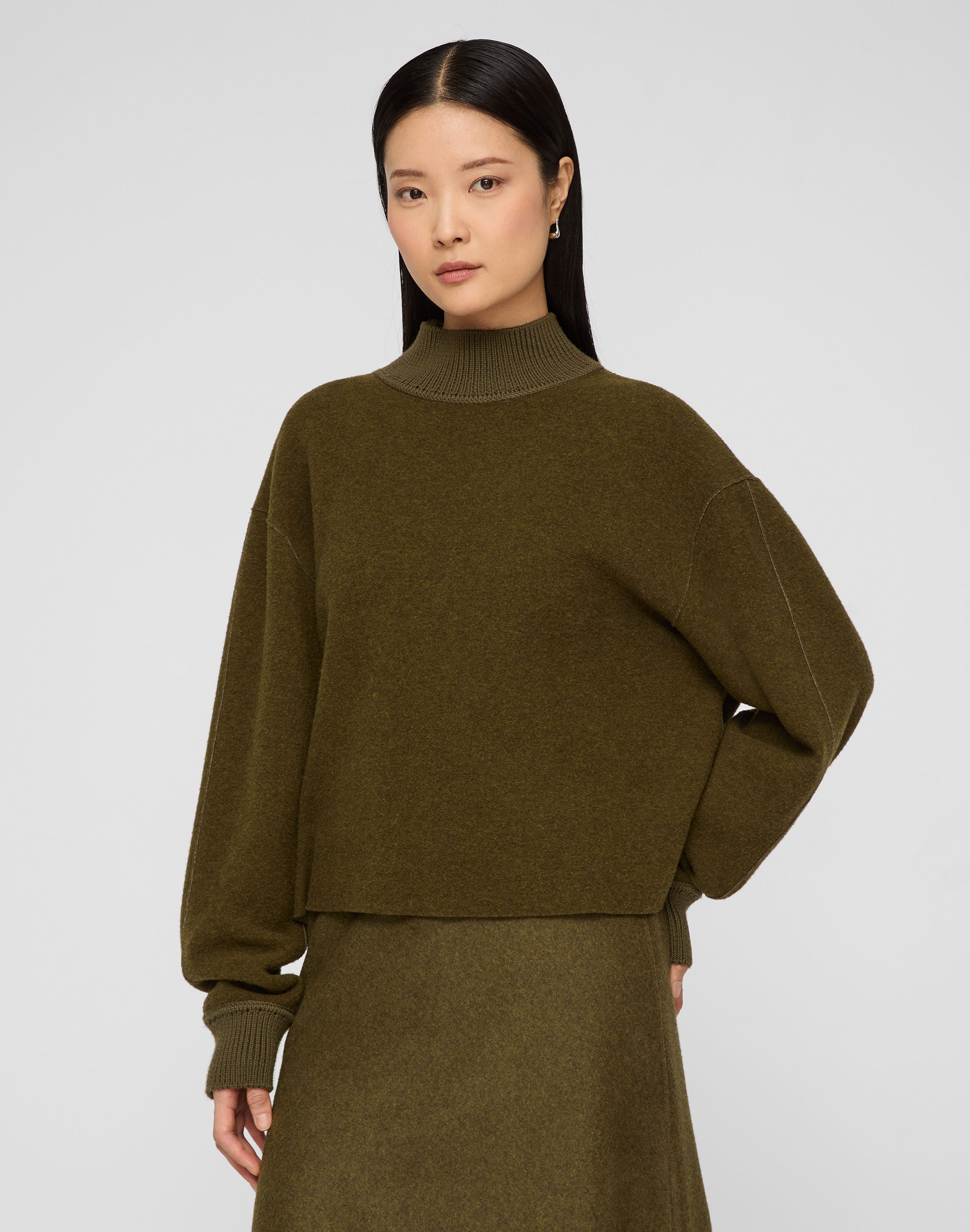 Wool-Cashmere Double Face Jersey Reversible Top