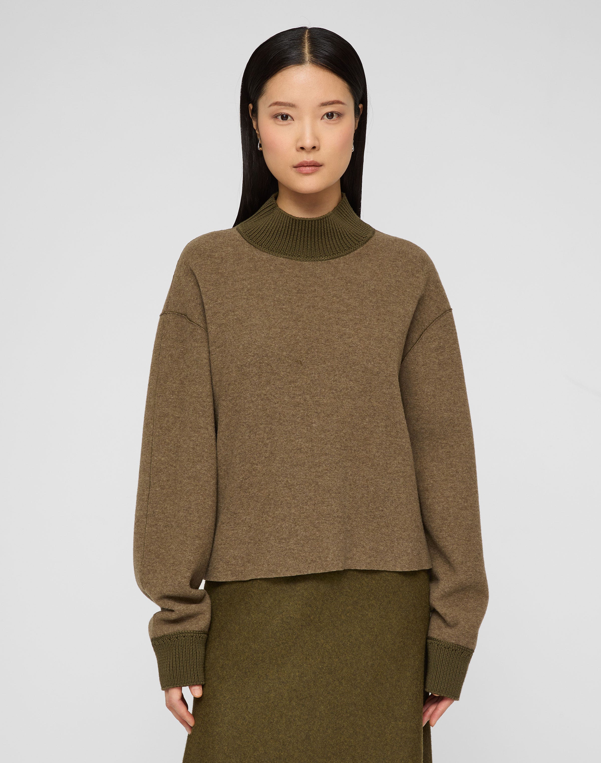 Wool-Cashmere Double Face Jersey Reversible Top