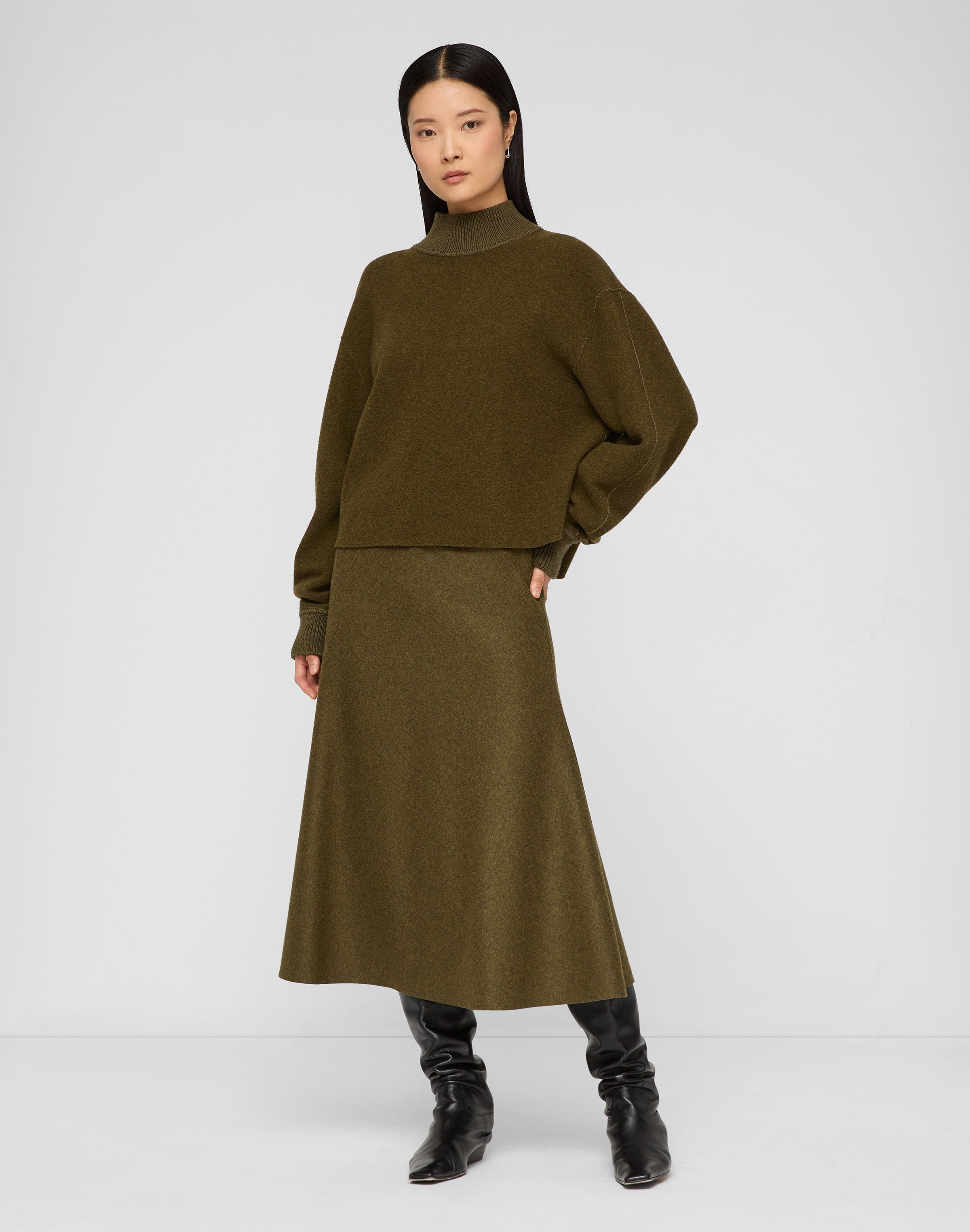 Wool-Cashmere Double Face Jersey Reversible Top