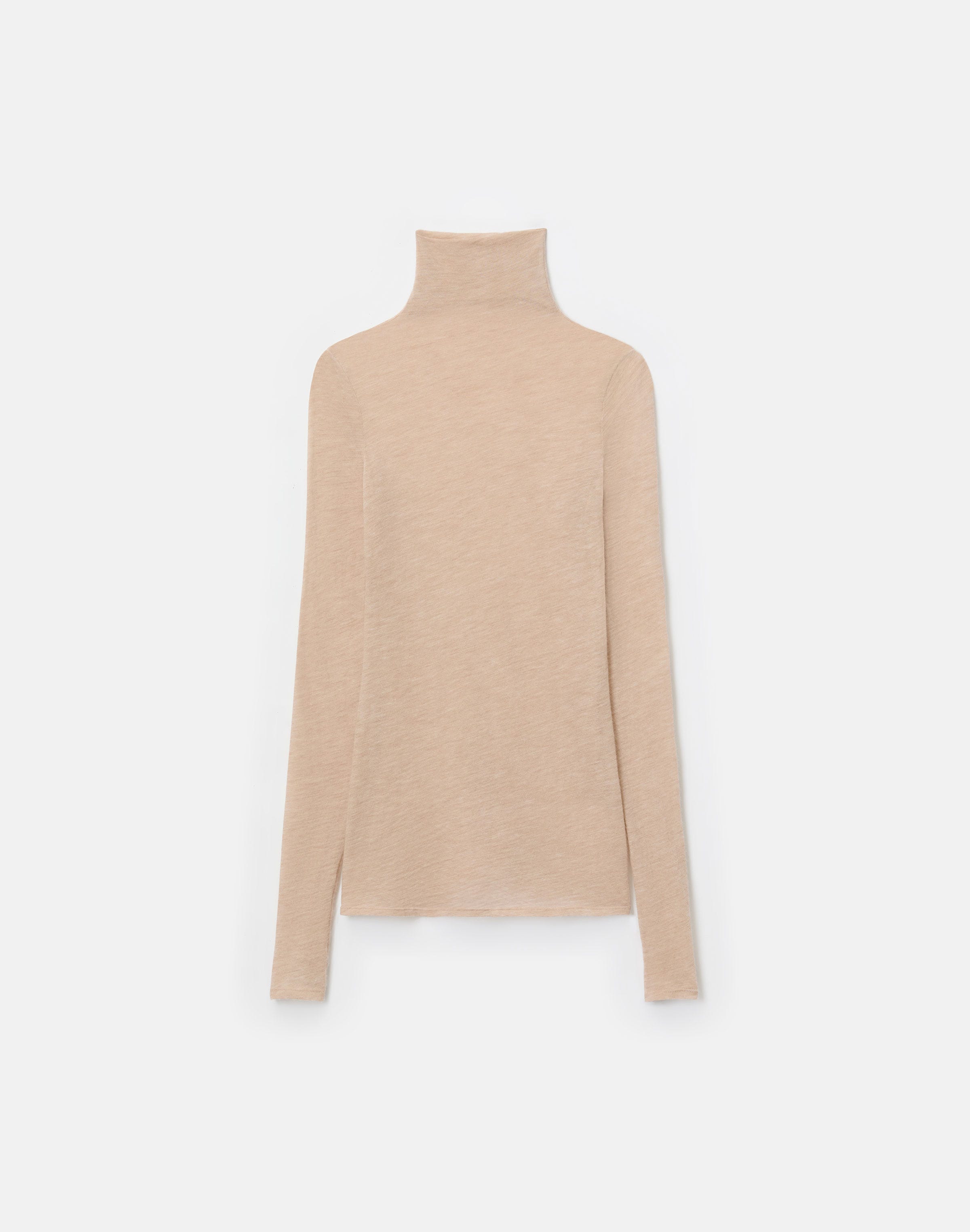 Cashmere Jersey Elongated Fitted Turtleneck