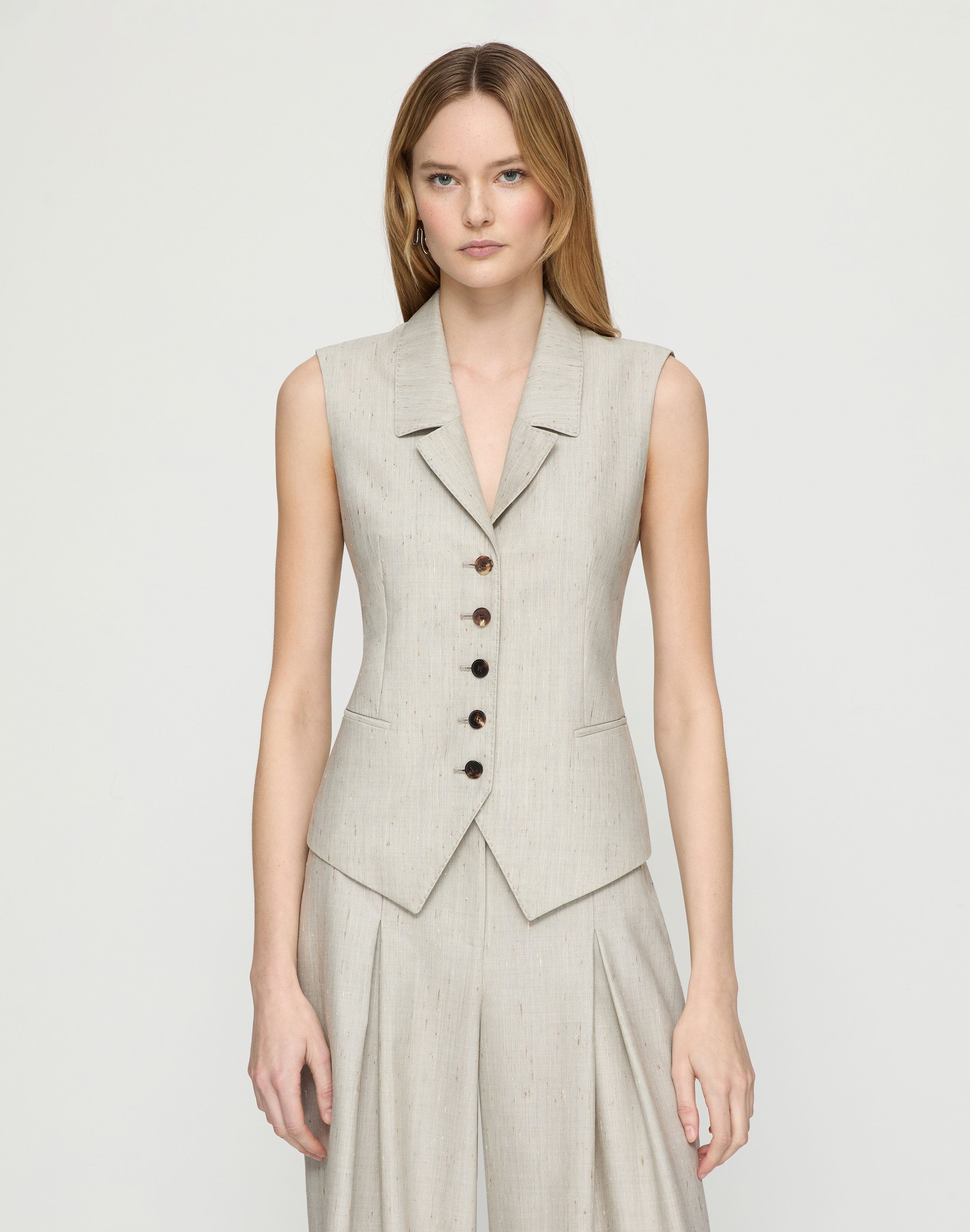 Flecked Wool-Silk Waistcoat Vest