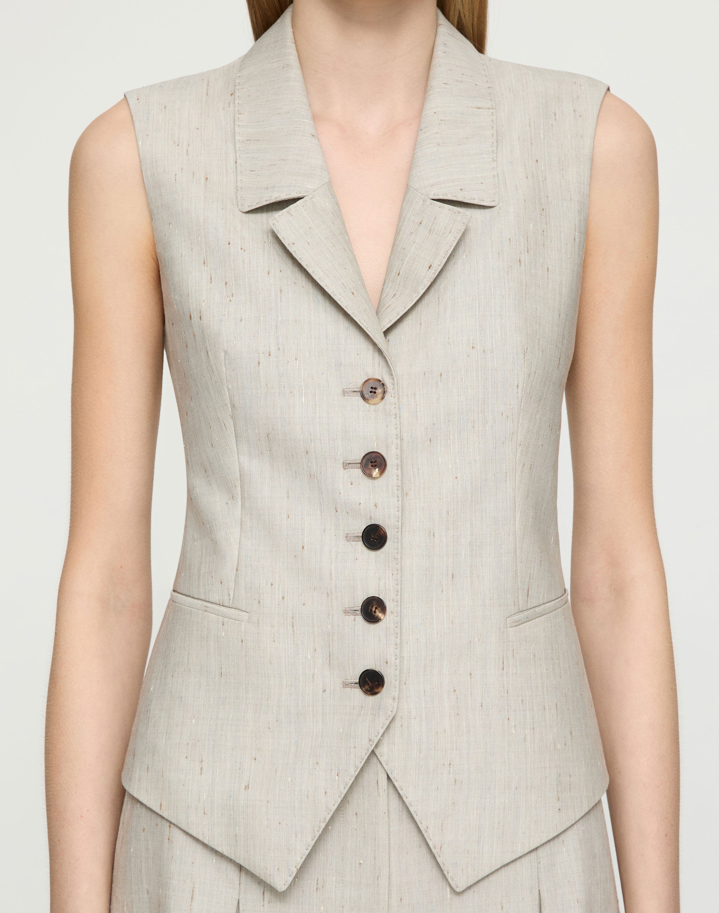 Flecked Wool-Silk Waistcoat Vest