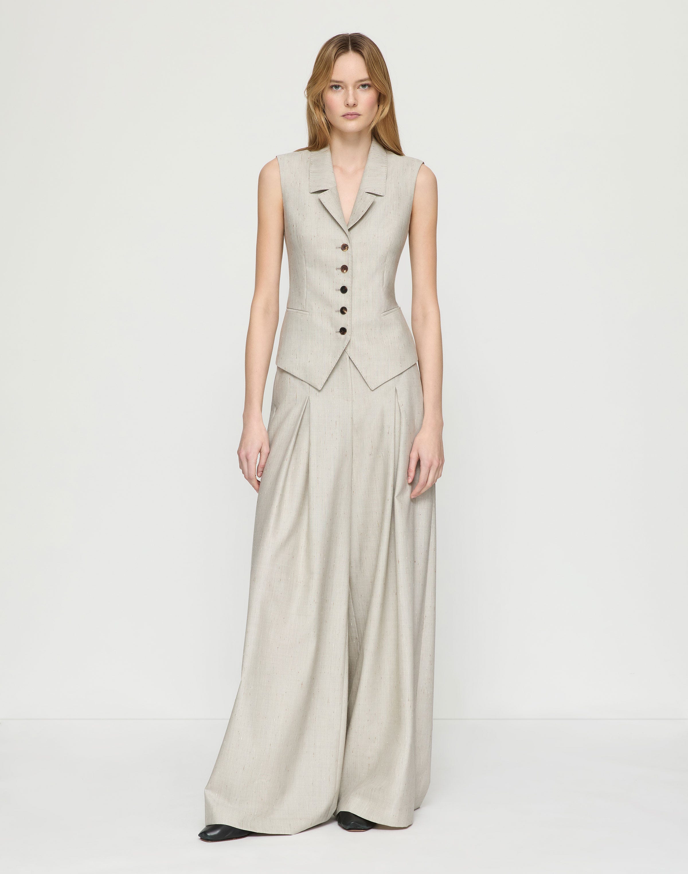 Flecked Wool-Silk Waistcoat Vest
