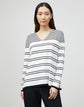 Petite Matte Crepe Striped V-Neck Sweater