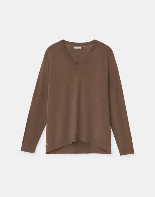 Italian Fine Gauge Merino KindWool Drop Shoulder V-Neck Sweater