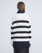 Cotton Silk Stripe Split Collar Sweater