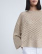 Linen-Cotton Mesh Stitch Oversized Sweater
