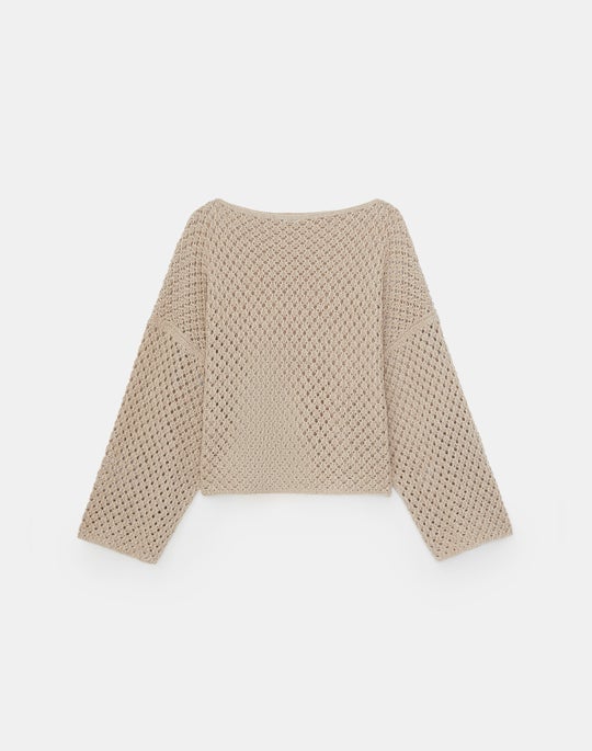 Linen-Cotton Mesh Stitch Oversized Sweater