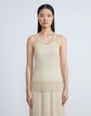 Silk Pleated Stripe Ribbed Tank