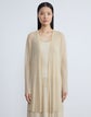 Silk Pleated Stripe Ribbed Cardigan