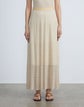Silk Pleated Stripe Ribbed Maxi Skirt