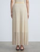 Silk Pleated Stripe Ribbed Maxi Skirt