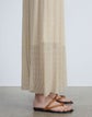 Silk Pleated Stripe Ribbed Maxi Skirt