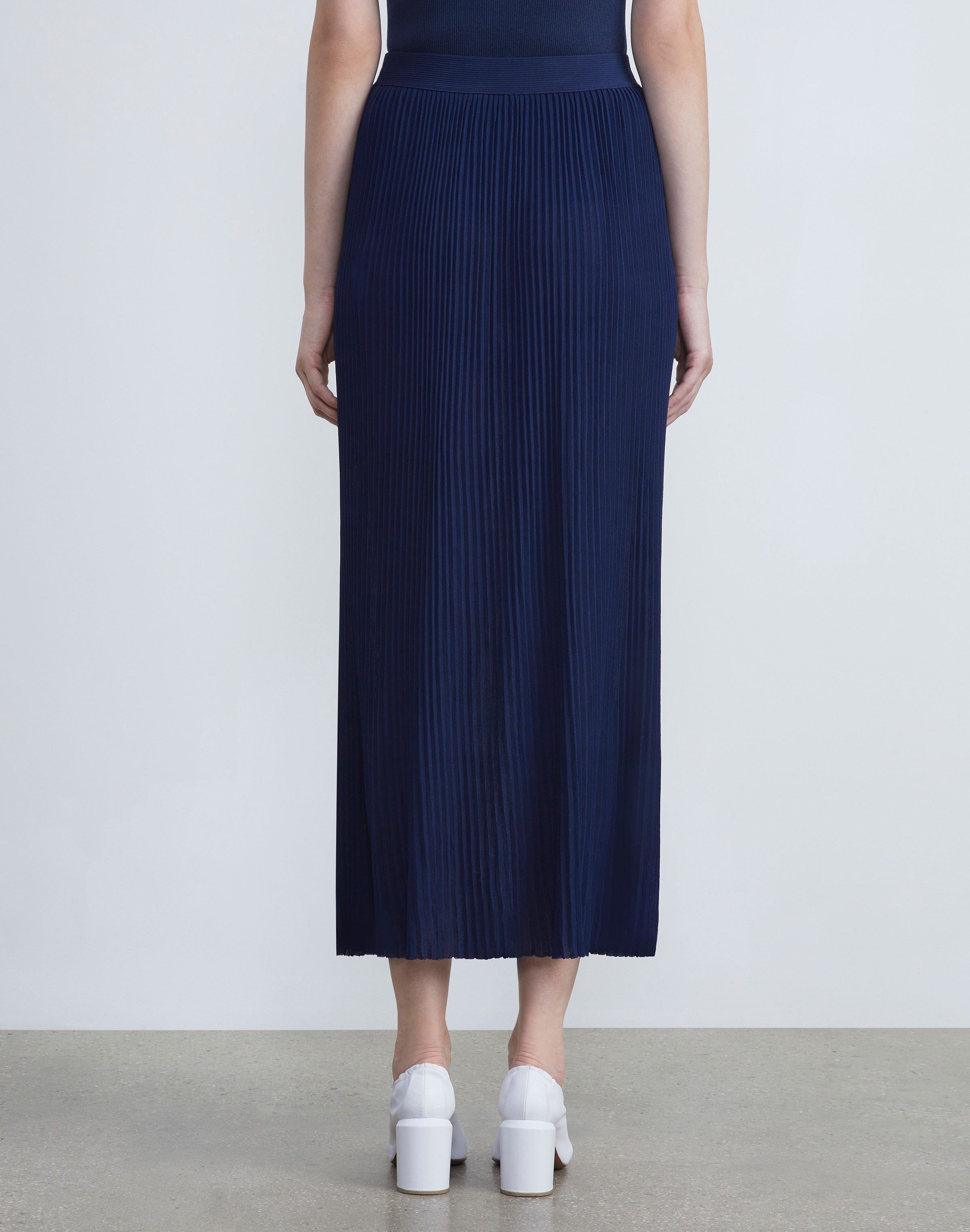 Silk Crepe Knit Pleated Skirt
