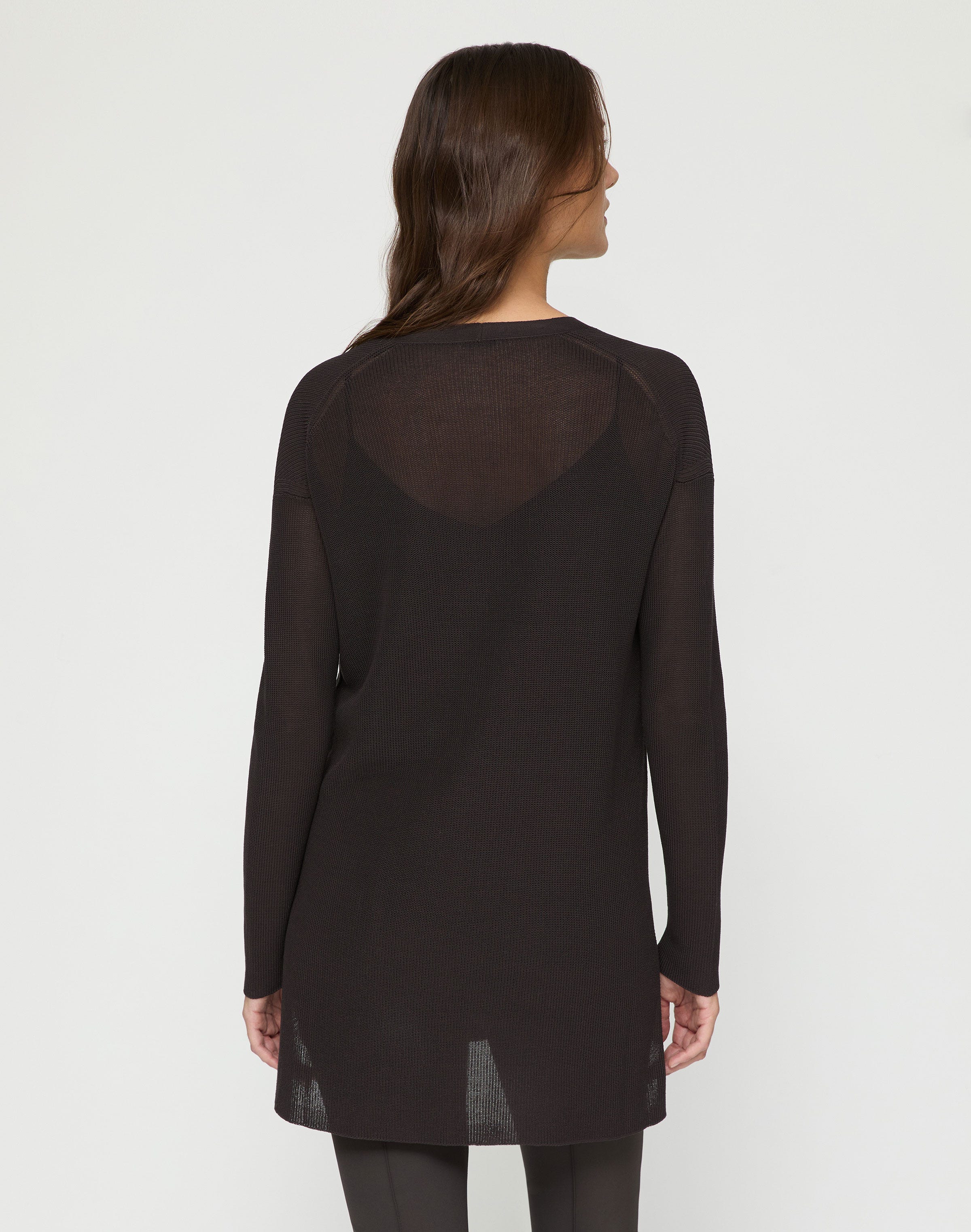 Mercerized Cotton Cord Yarn Ribbed Cardigan
