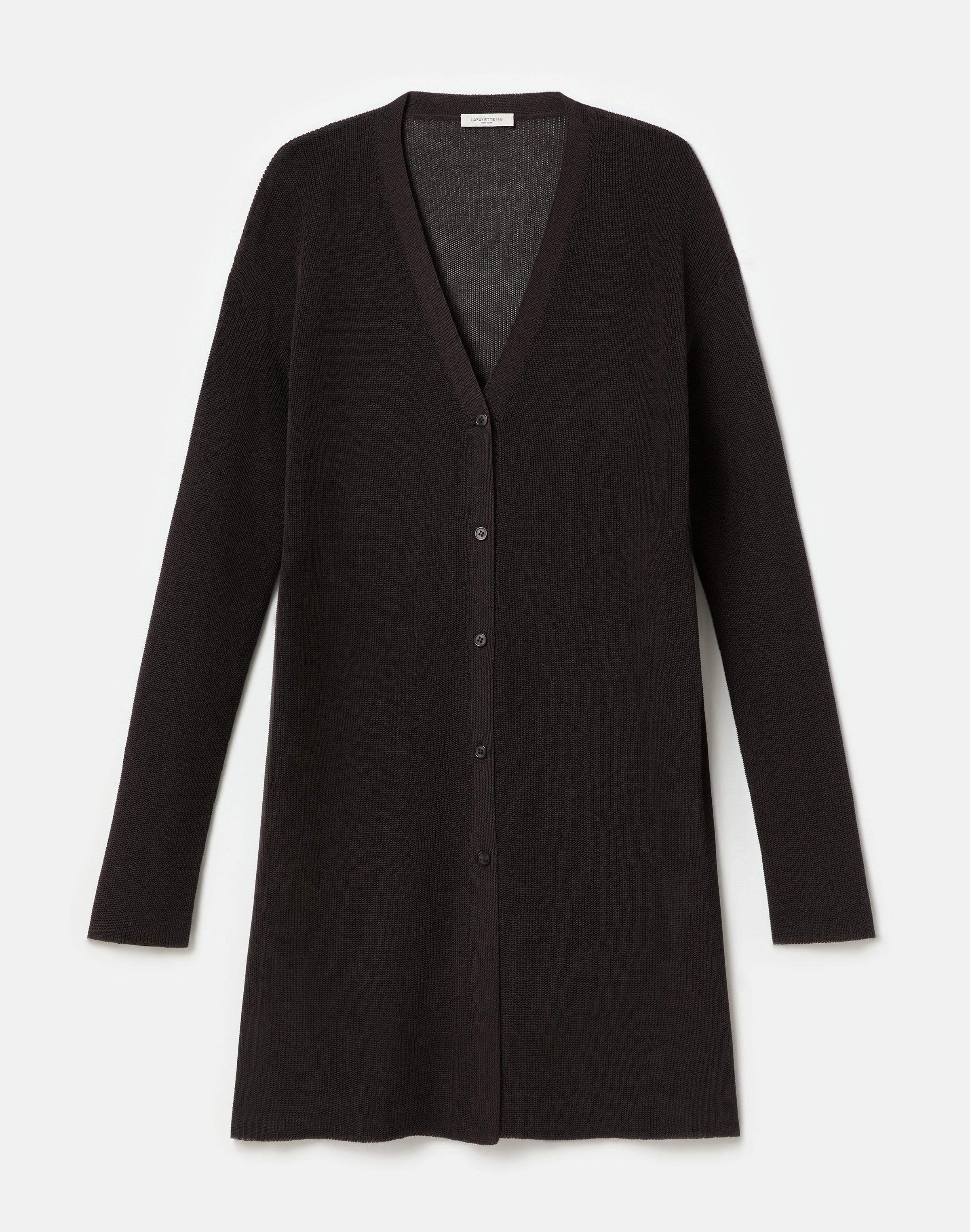 Mercerized Cotton Cord Yarn Ribbed Cardigan
