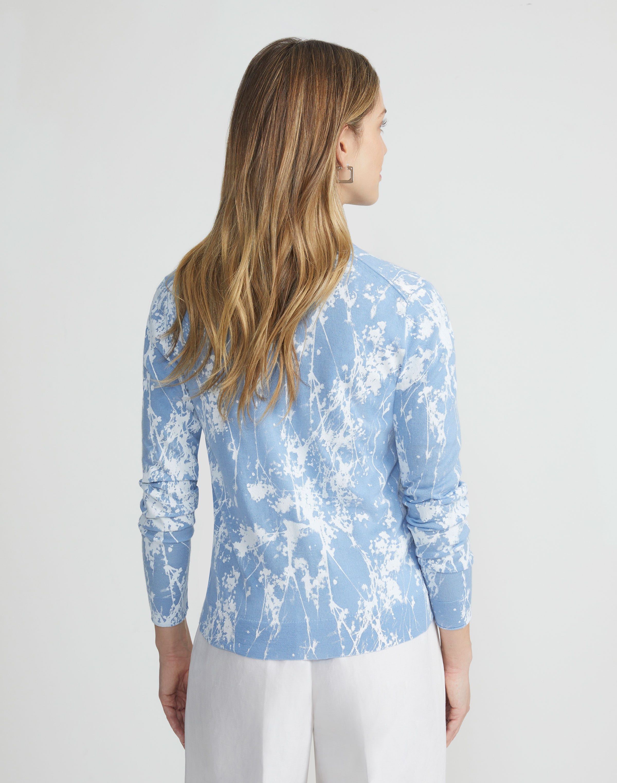 Shadow Print Fine Gauge Cashmere Cardigan