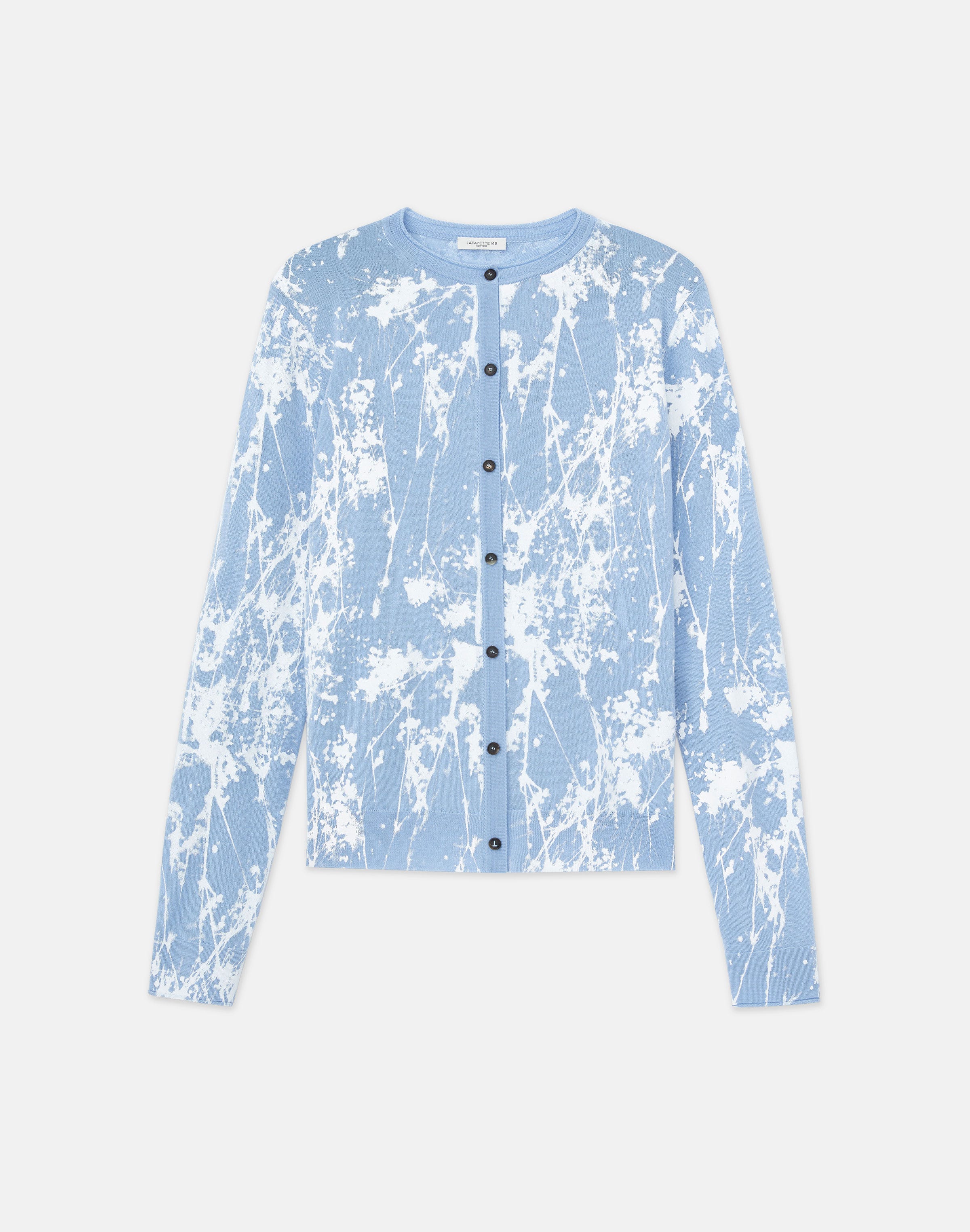 Shadow Print Fine Gauge Cashmere Cardigan