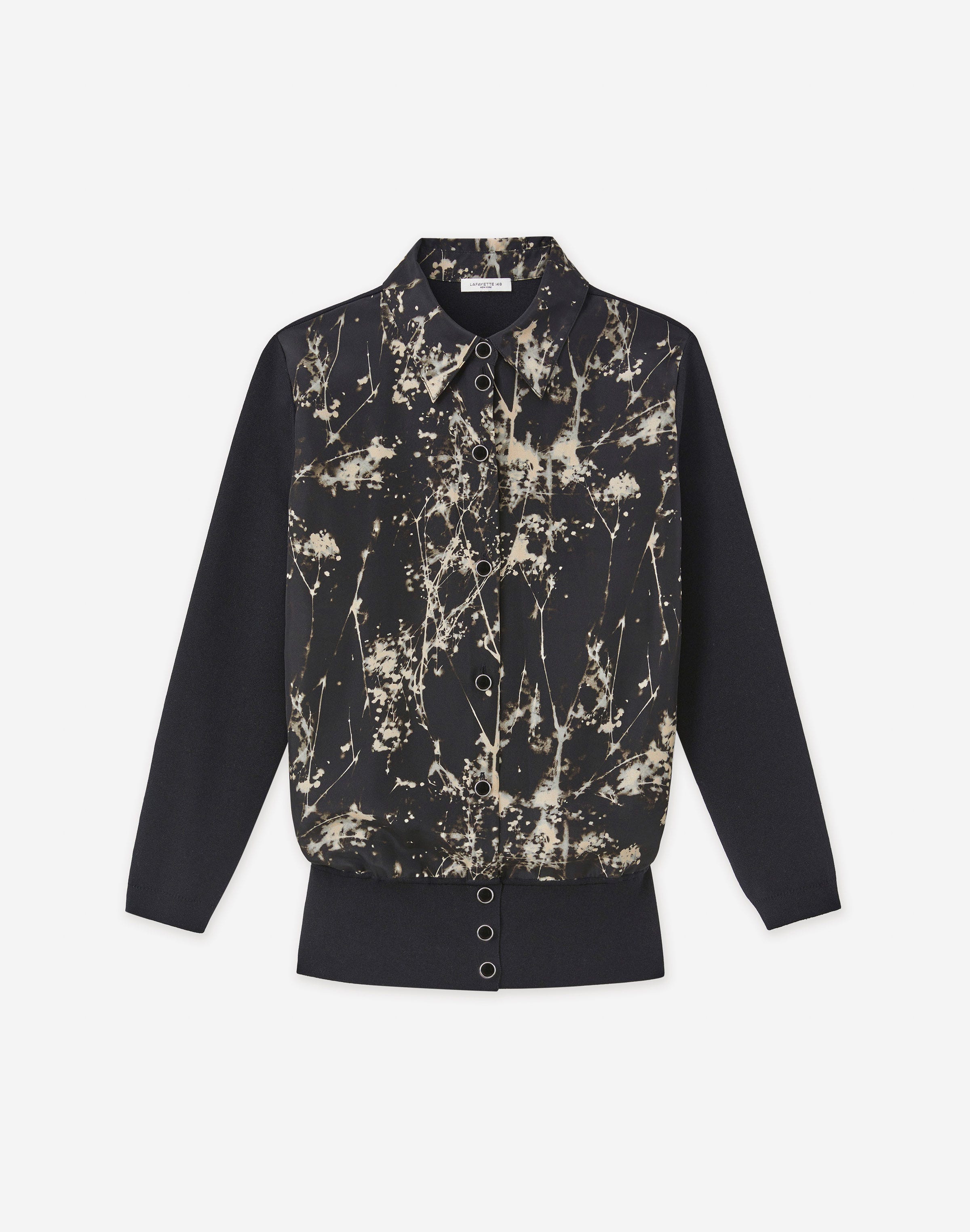 Splattered Glaze Print Silk & Finespun Voile Cardigan