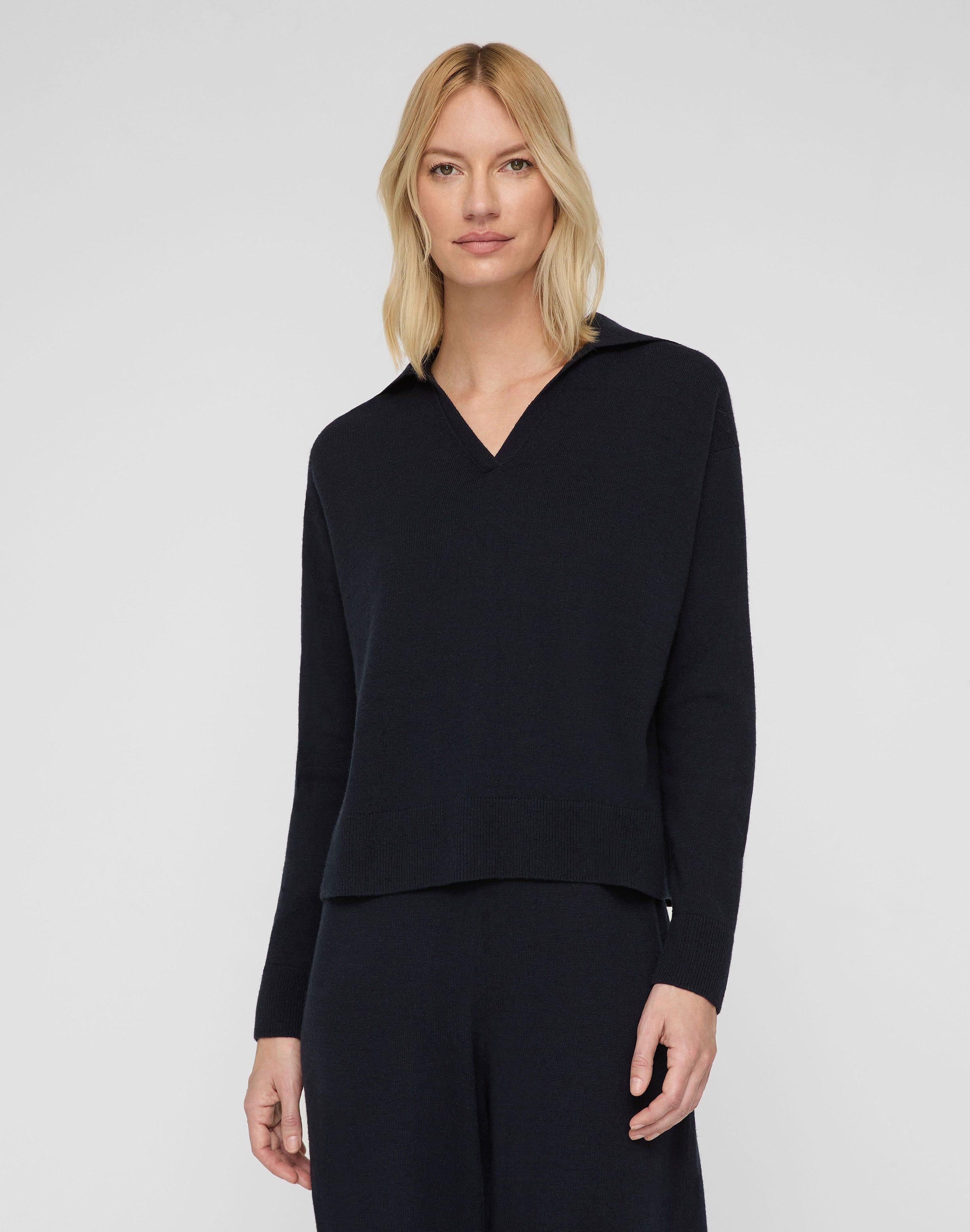 Responsible Wool-Cashmere Split Collar Sweater