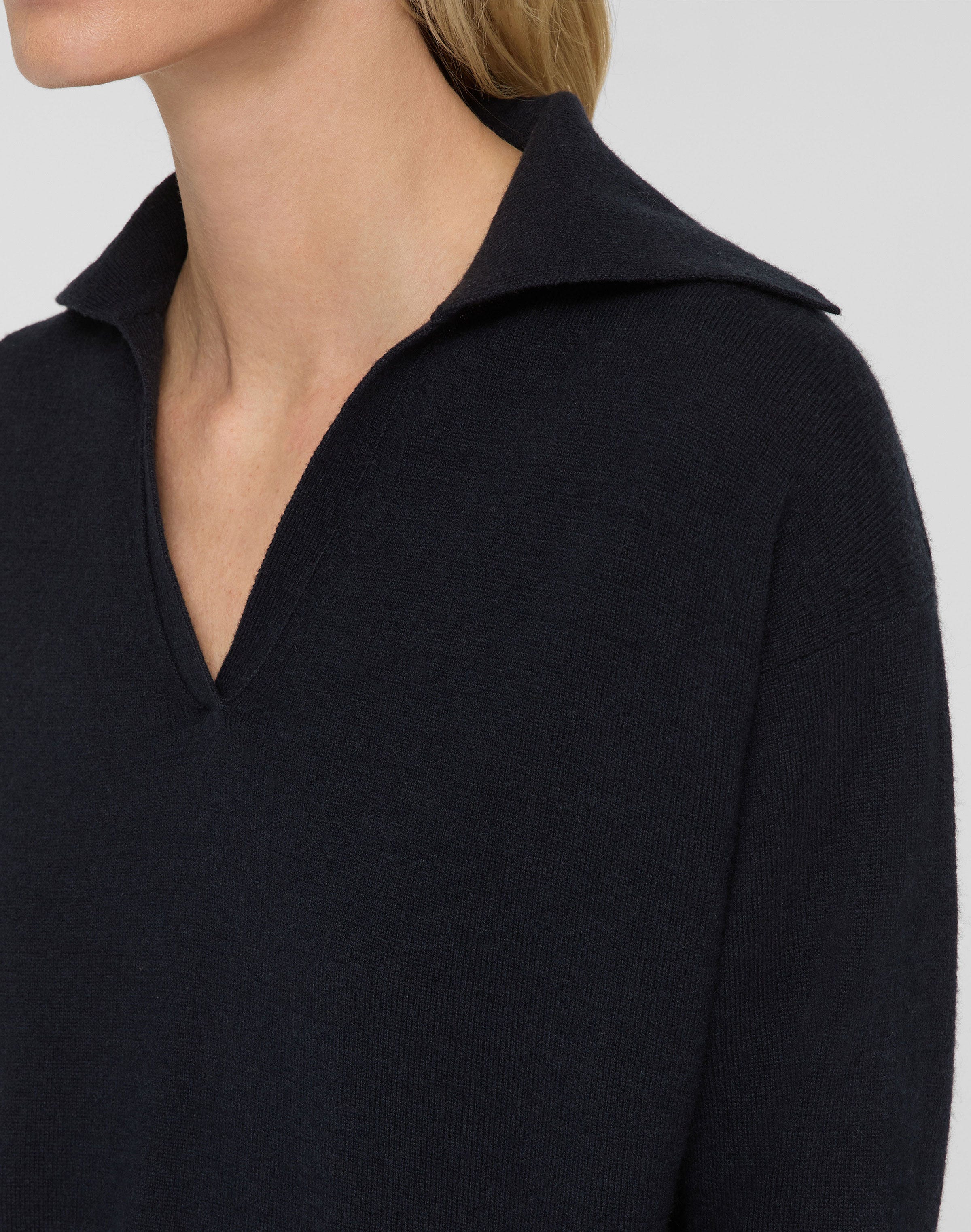 Responsible Wool-Cashmere Split Collar Sweater