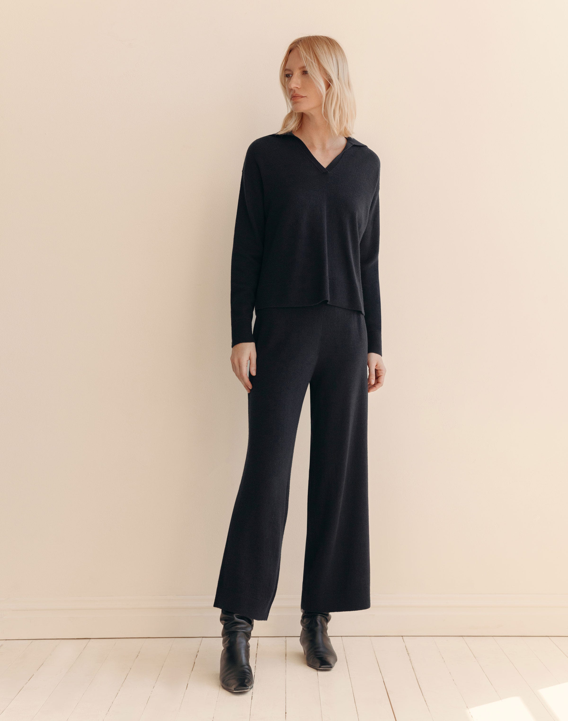 Responsible Wool-Cashmere Split Collar Sweater