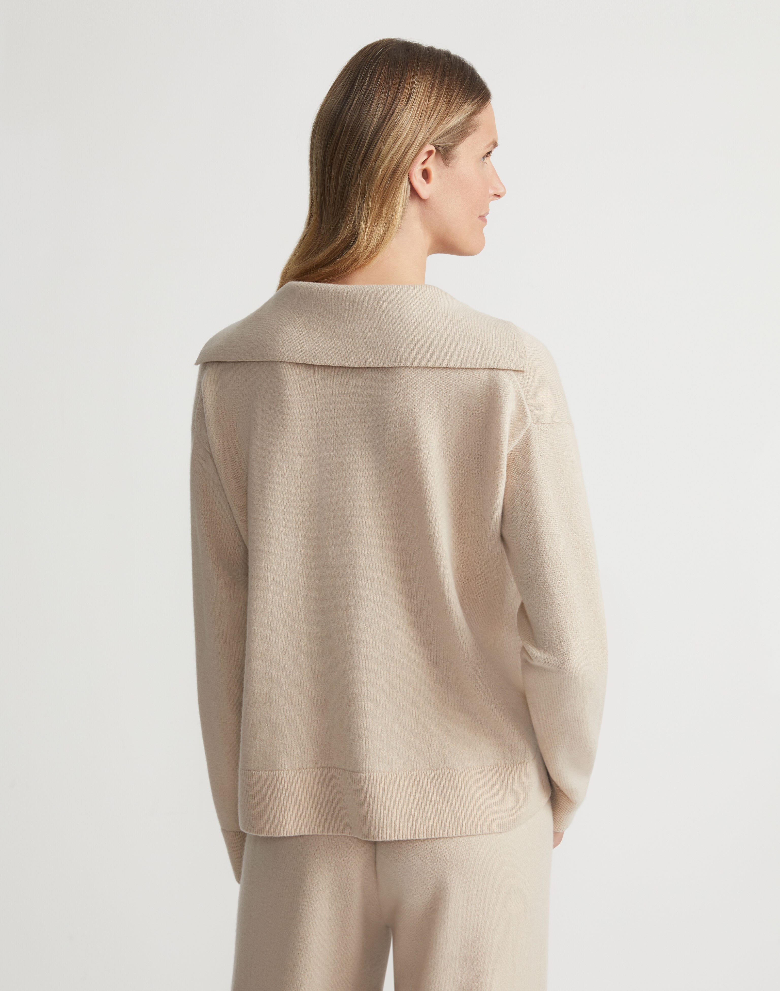 Responsible Wool-Cashmere Split Collar Sweater