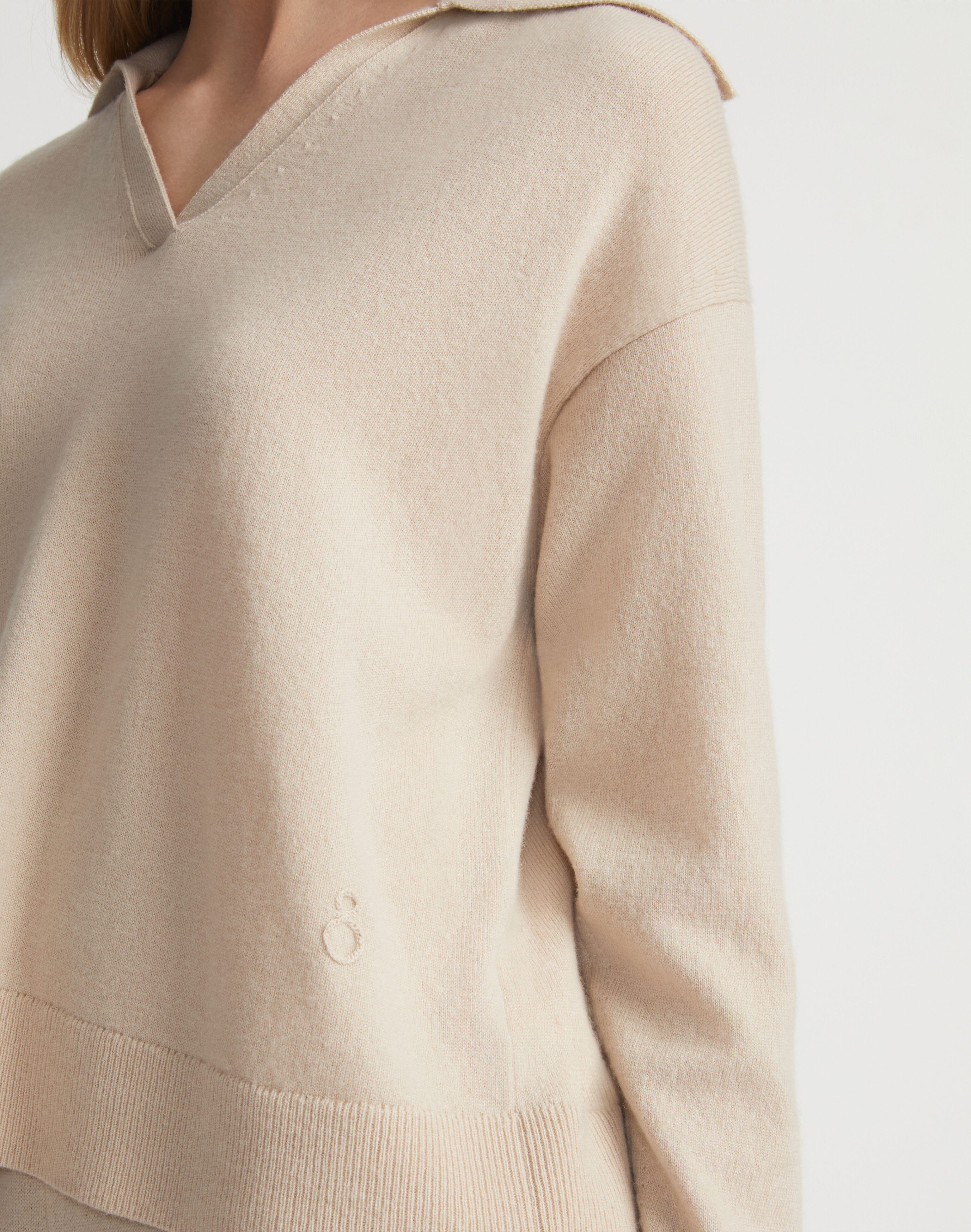 Responsible Wool-Cashmere Split Collar Sweater