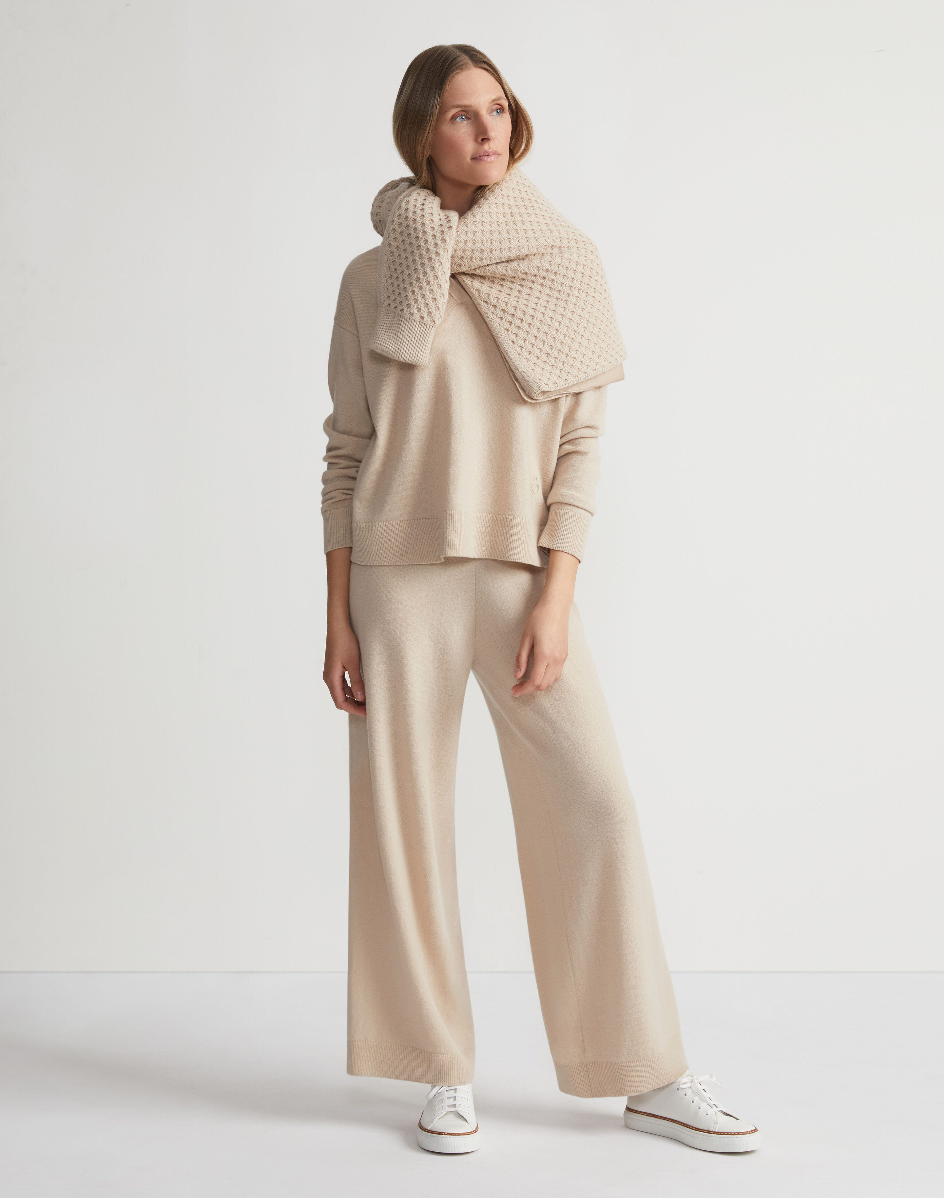 Responsible Wool-Cashmere Split Collar Sweater