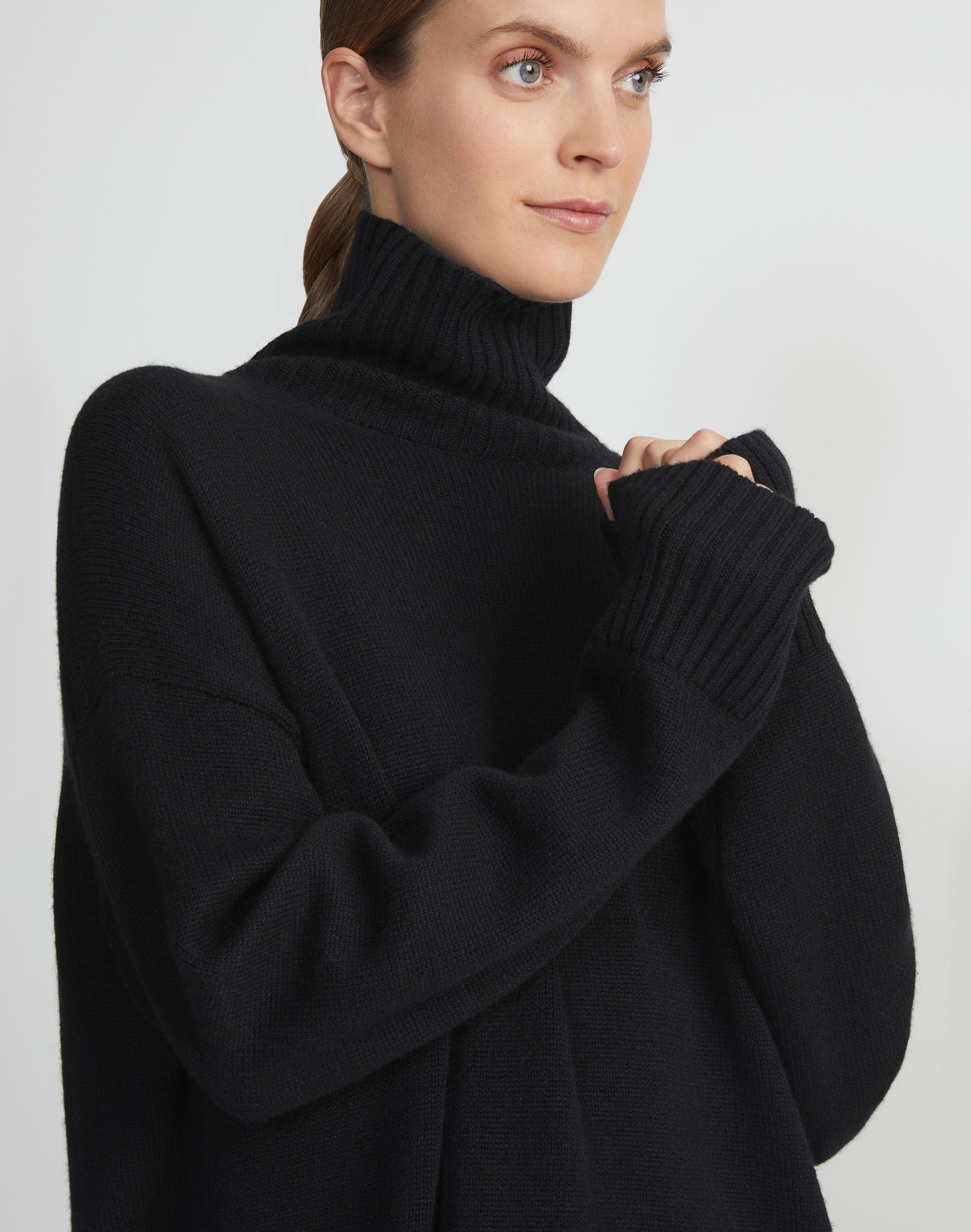 Cashmere Stand Collar Cocoon Sweater