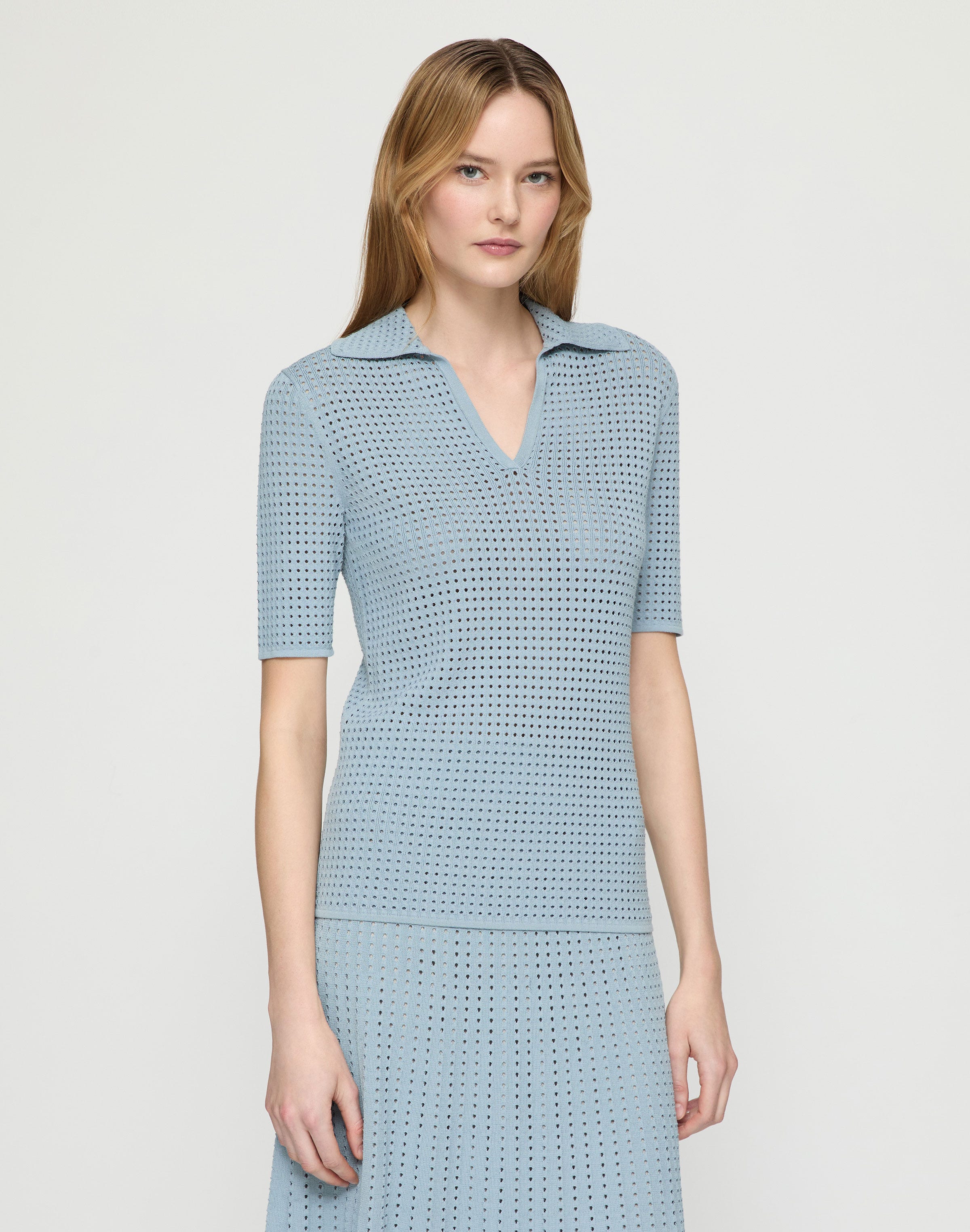 Responsible Matte Crepe Pointelle Stitch Polo