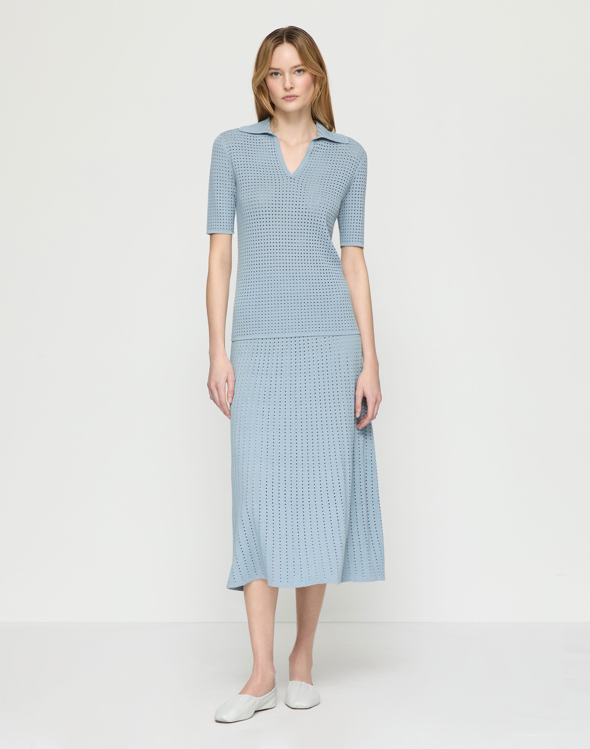 Responsible Matte Crepe Pointelle Stitch Skirt