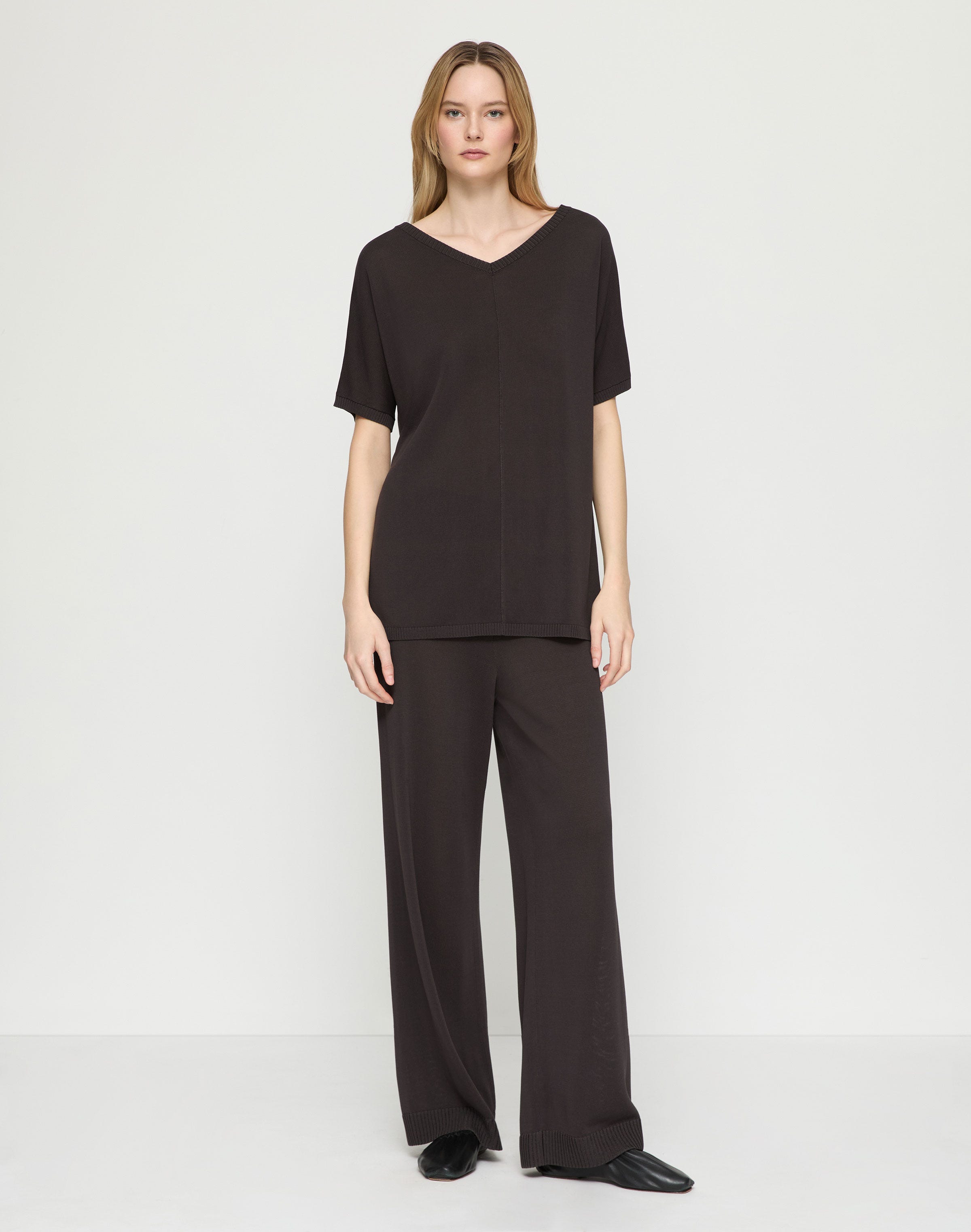 Mercerized Cotton Cord Yarn Knit Pant
