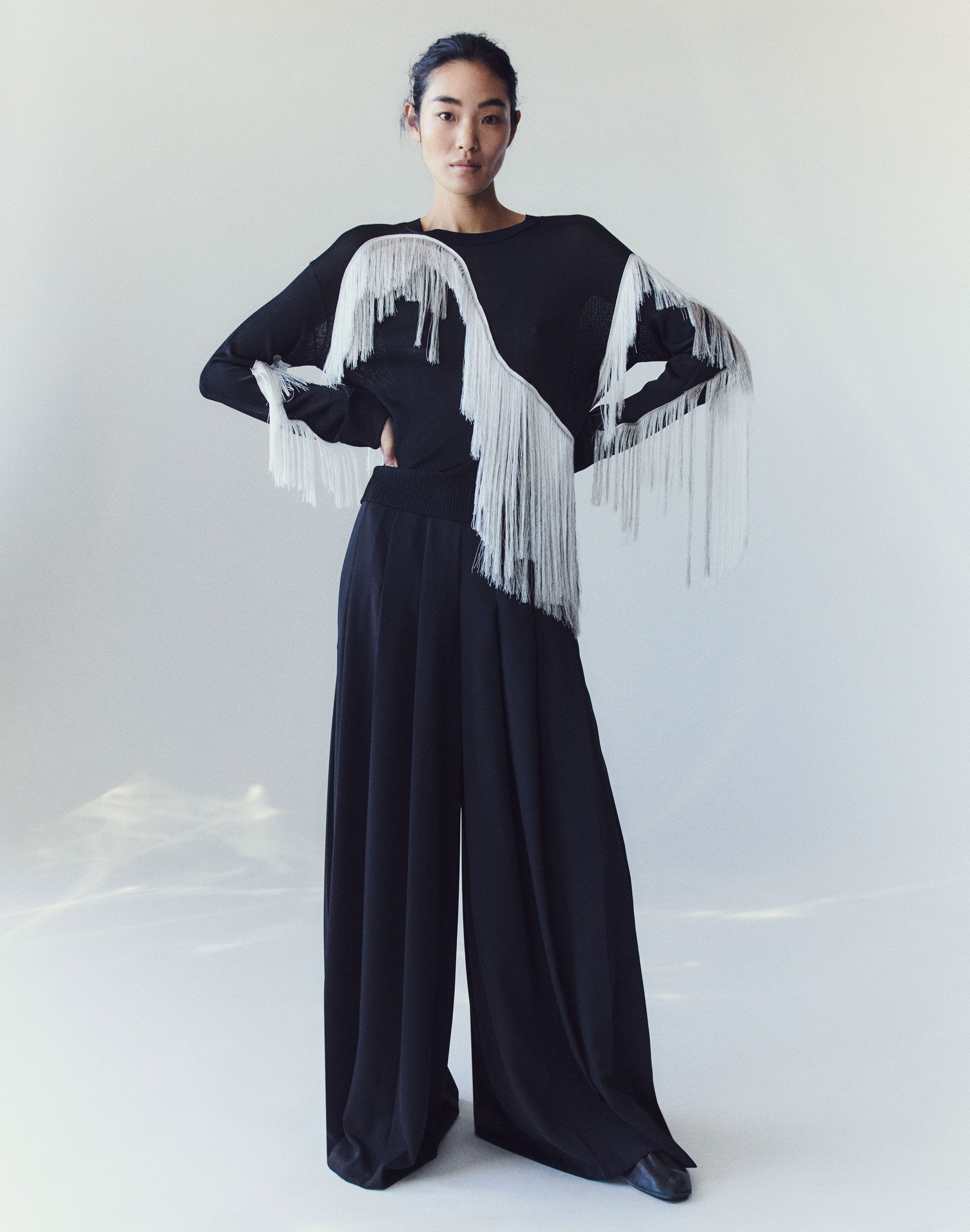 Embroidered Fringe Sweater
