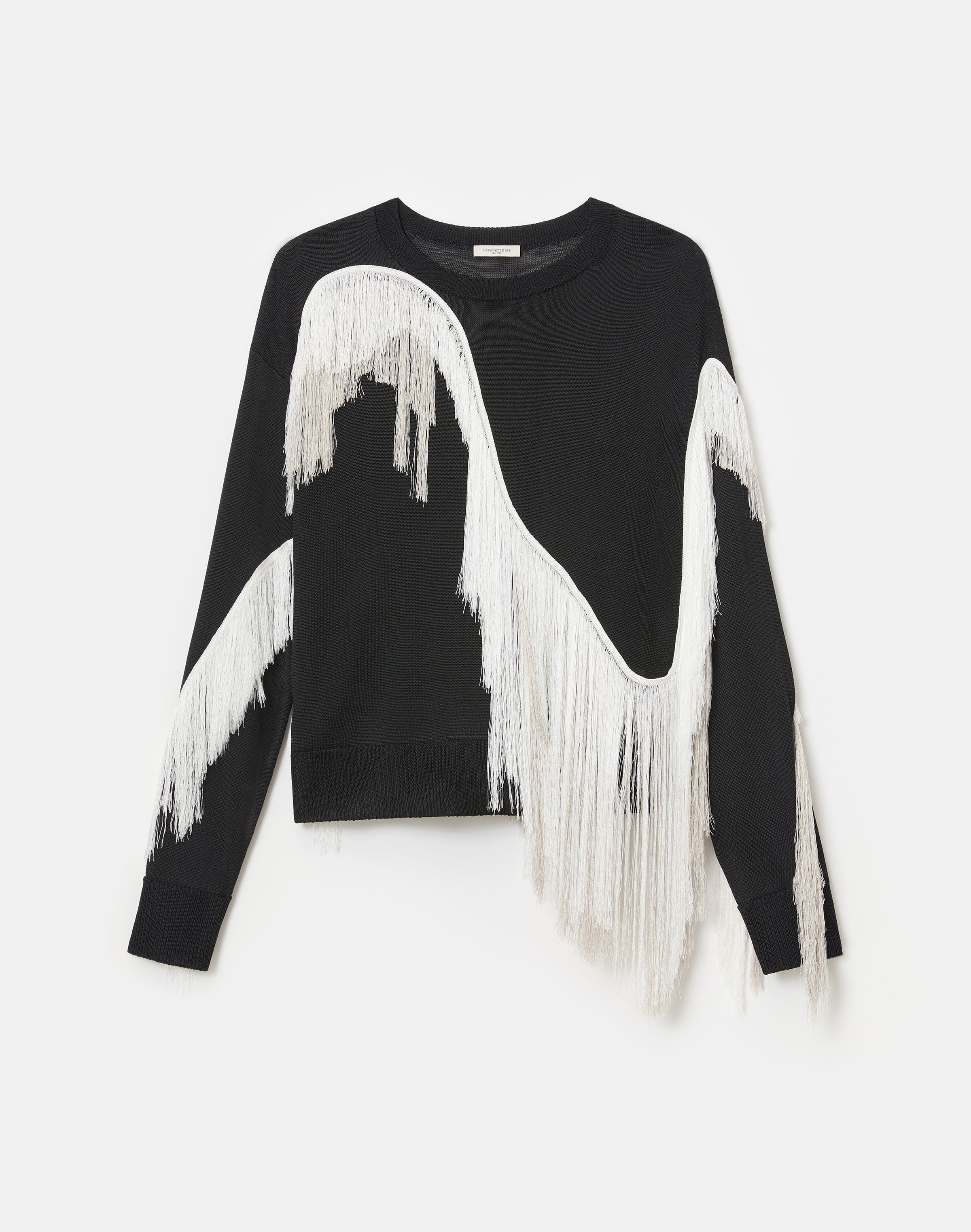Embroidered Fringe Sweater