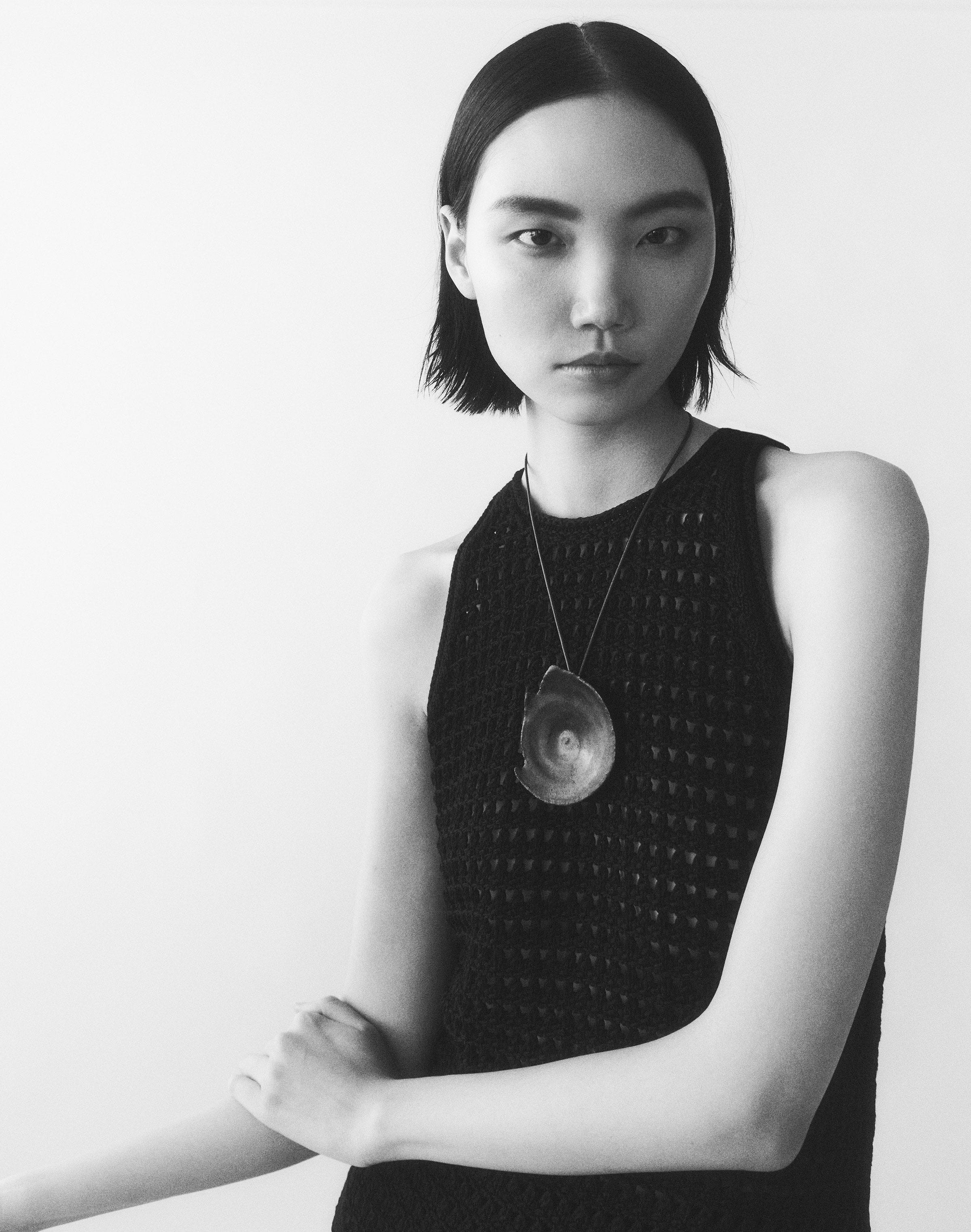 Cotton-Silk Open Knit Racerback Tank