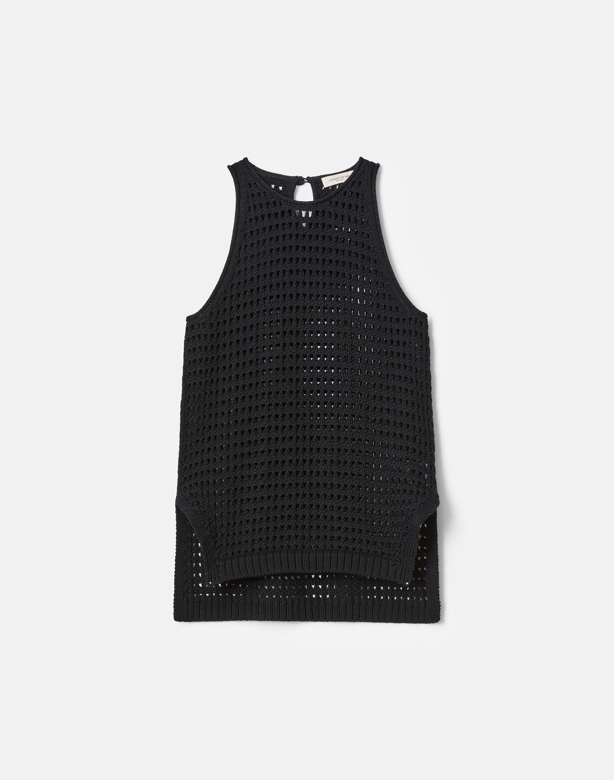Cotton-Silk Open Knit Racerback Tank